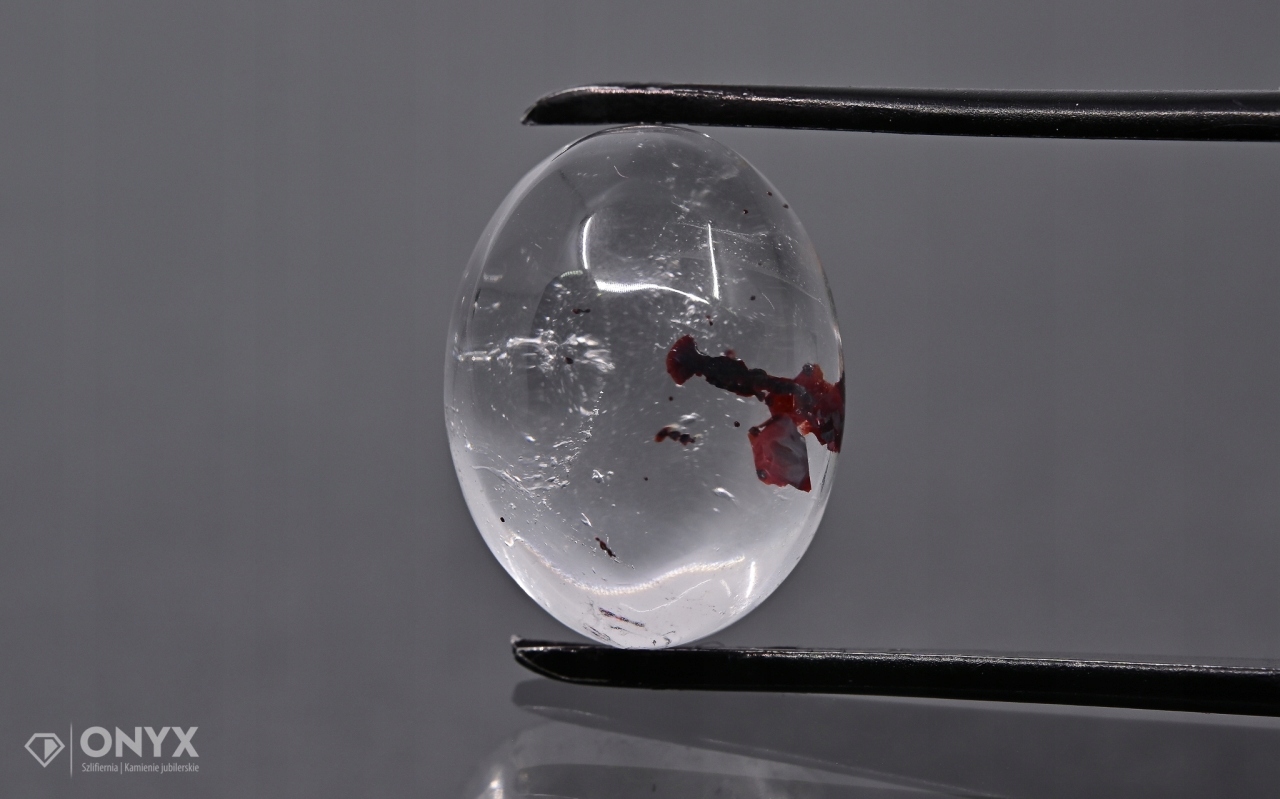 Jahodový křemen kabošon ovál 16,5x12,5 mm