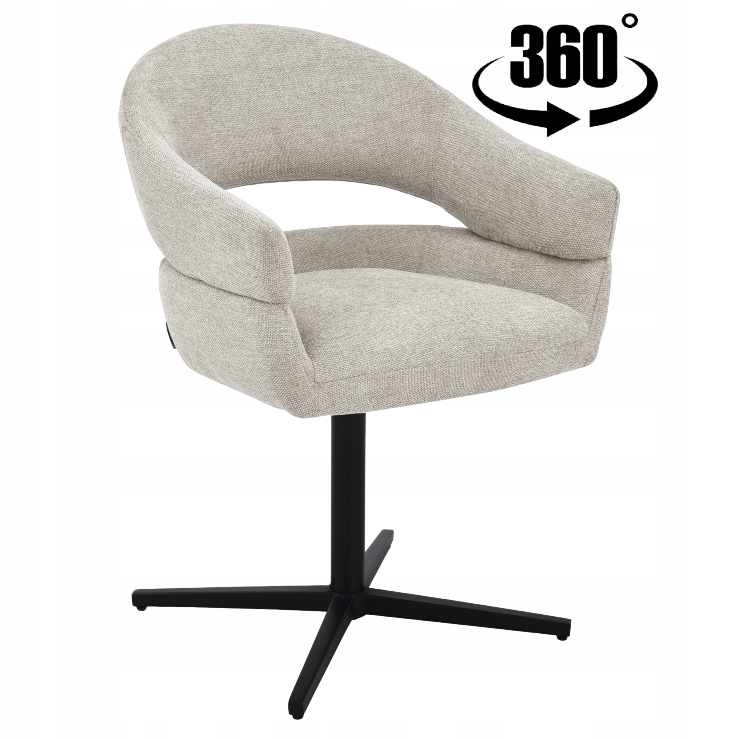 Krzesło obrotowe tapicerowane beżowe do salonu sprężyny w siedzisku Ovio-s