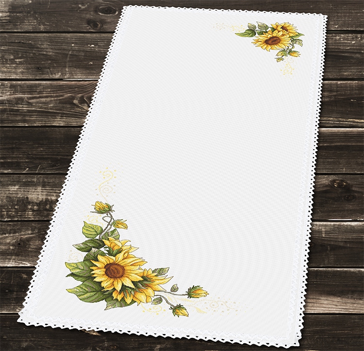 Křížková výšivka Vyšívací sada Vintage slunečnicový běhoun