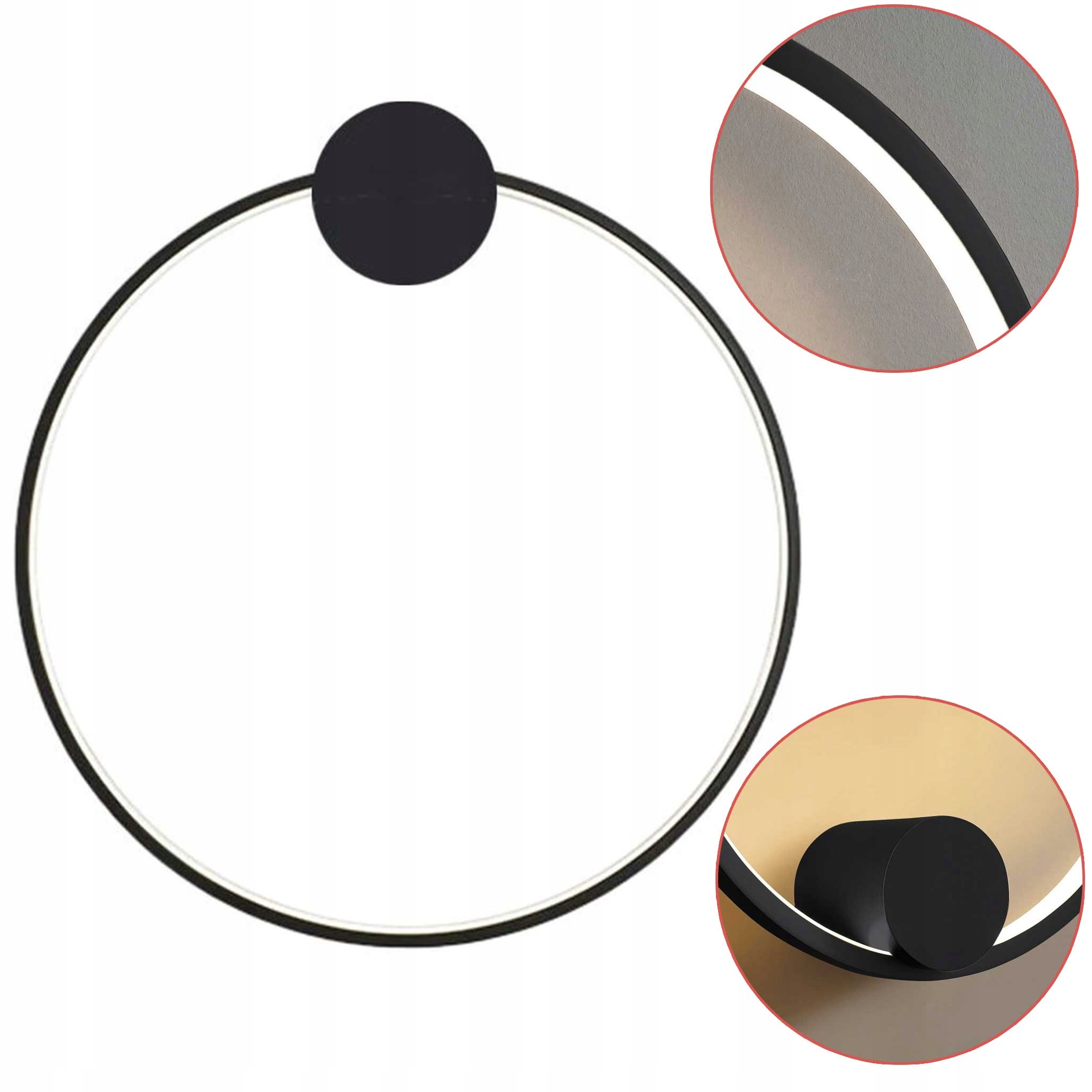 Nástenná lampa okrúhla Led čierna 50 cm Nástenná lampa Ring čierna do obývačky