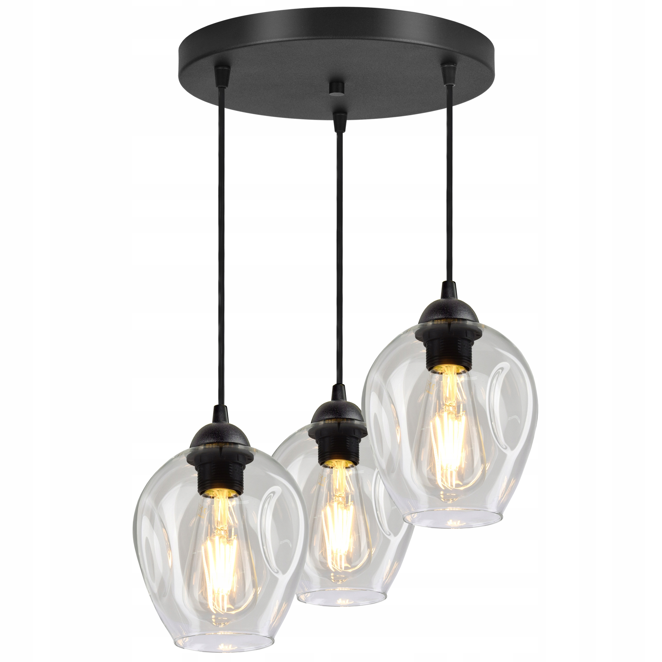 

Lampa Wisząca Żyrandol Plafon 3 Klosze Transparent