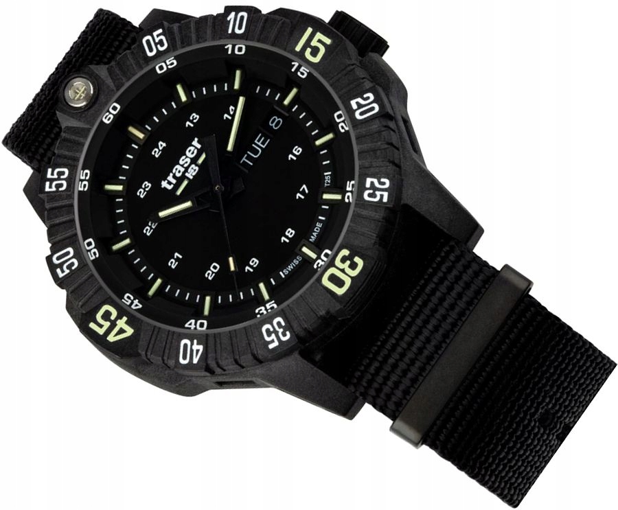 Pánské Hodinky Černé Taktické Traser TS-110722 P99 Na Opasku Nato