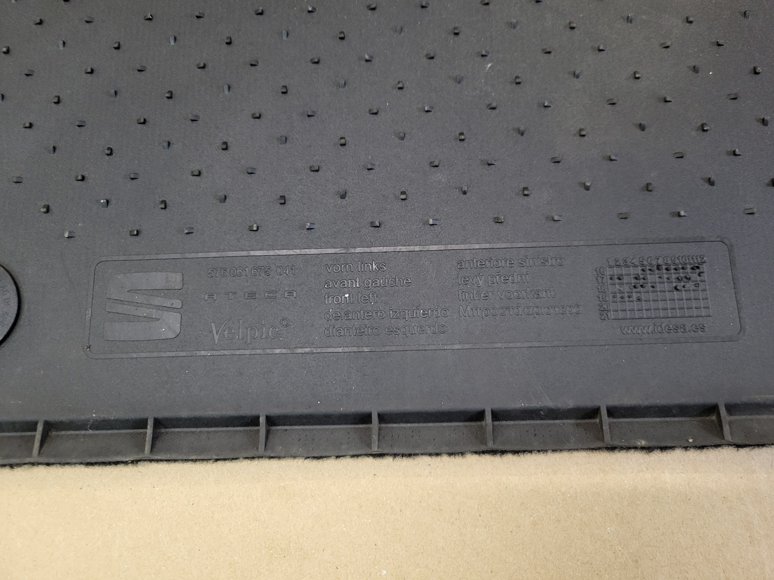 mat left front SEAT ATECA black original EUROPA 576061675