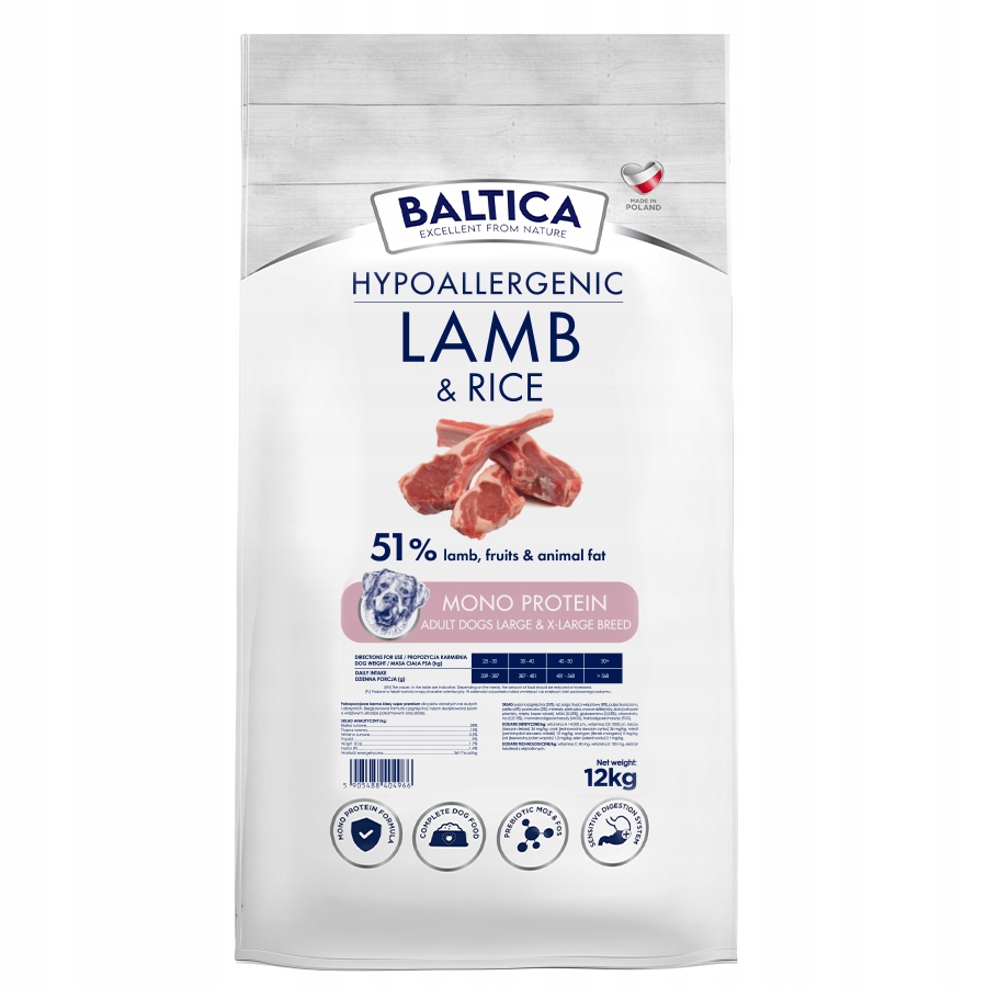 Baltica jagnięcina z ryżem L/XL 12 kg