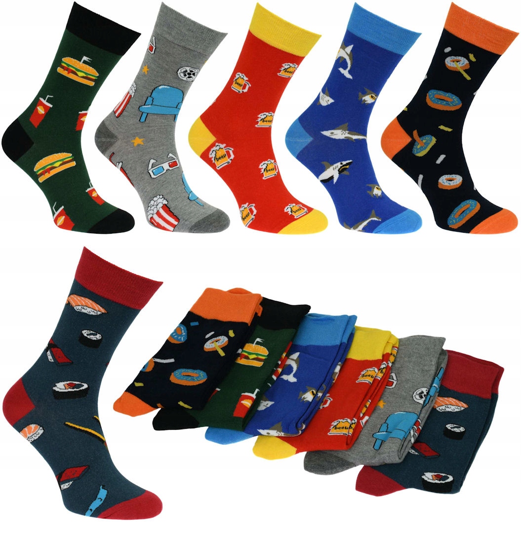 

6 Par Skarpety Męskie Długie Garniturowe Kolorowe