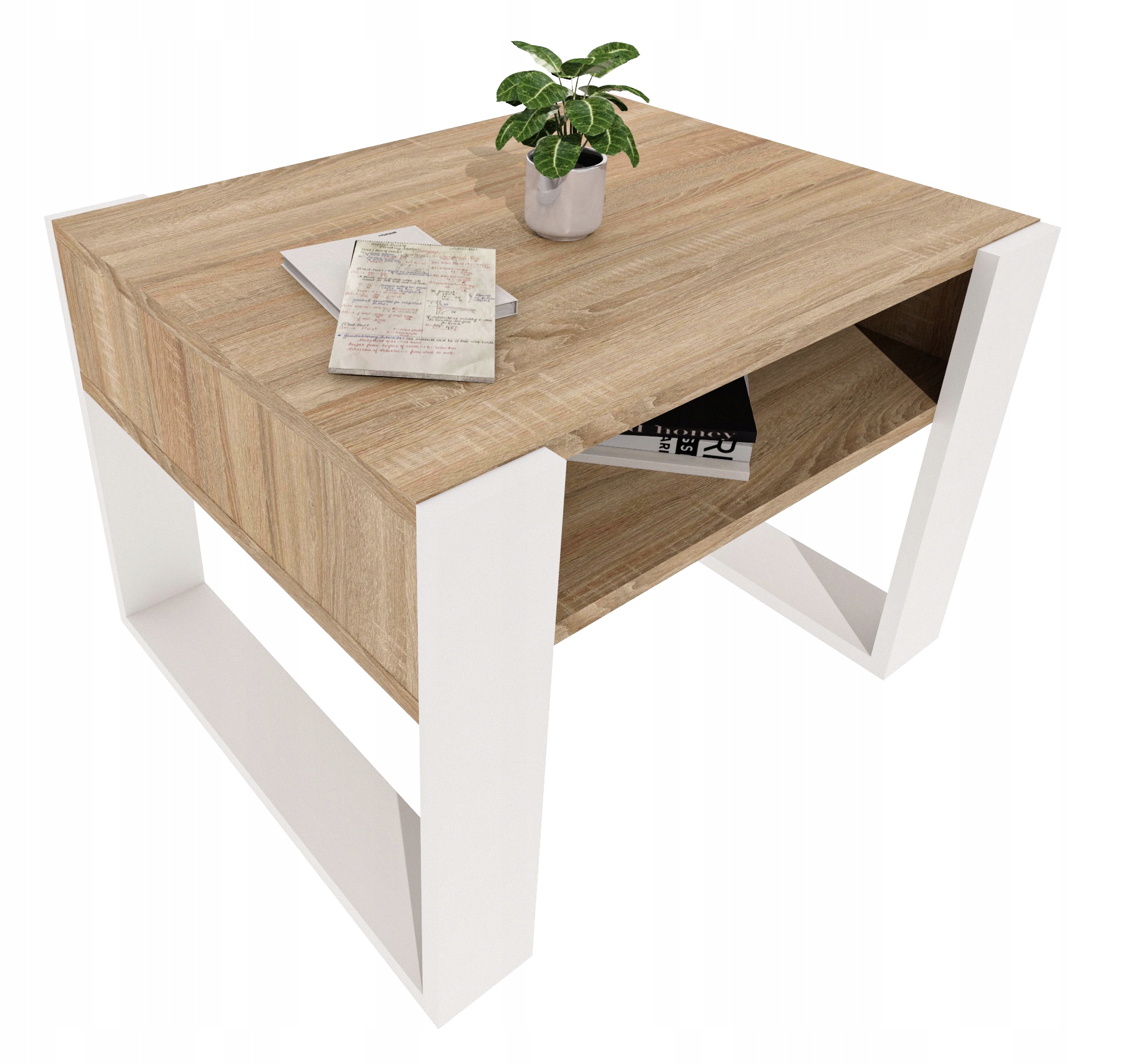 Kávový stolek lavice Karo 65 cm Dub Sonoma/Bílý loft 65x53,6x45