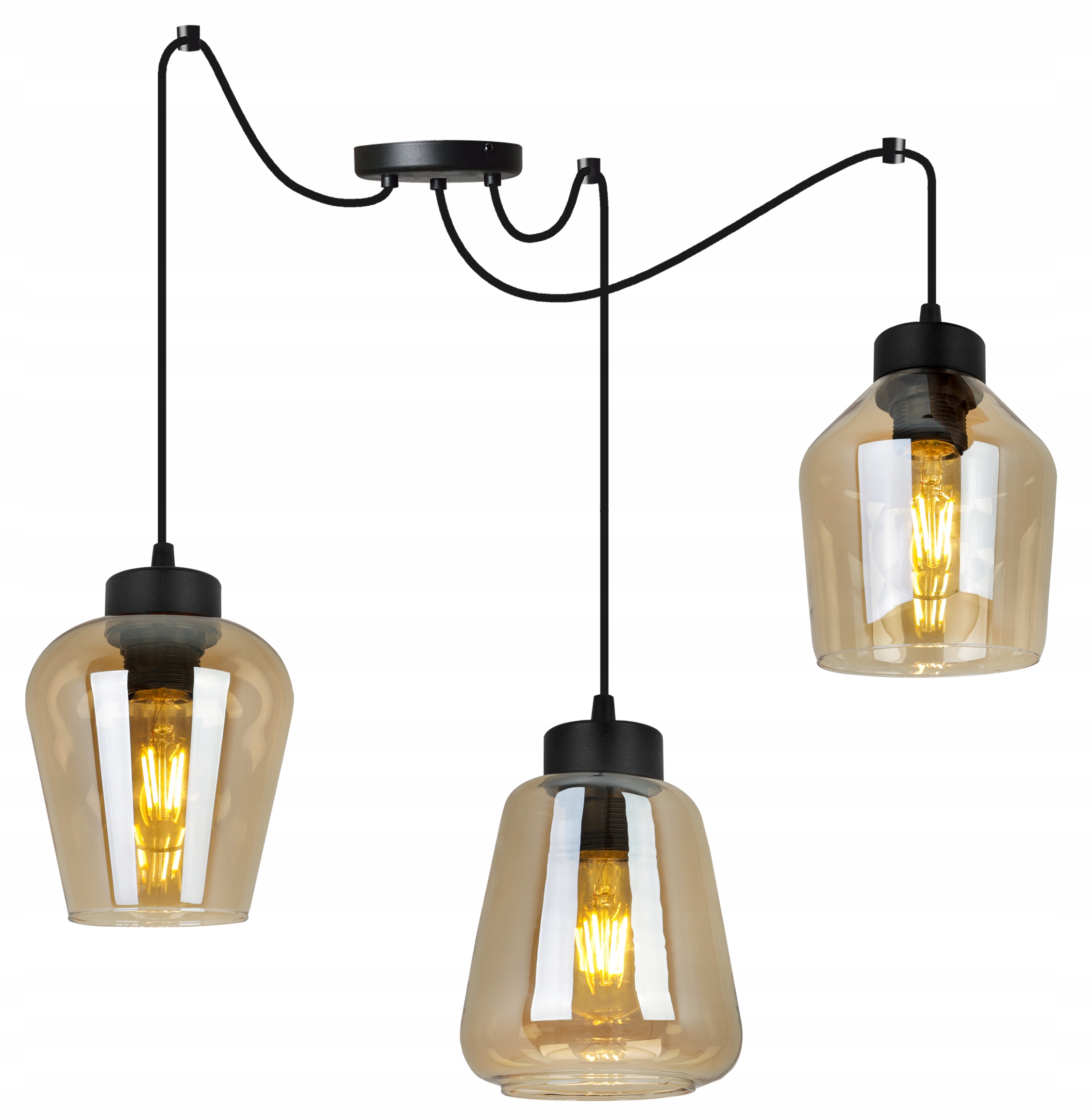 Závěsné Stropní Svítidlo Lustr Pavouk Trojitá Elegantní Skleněná Lampa