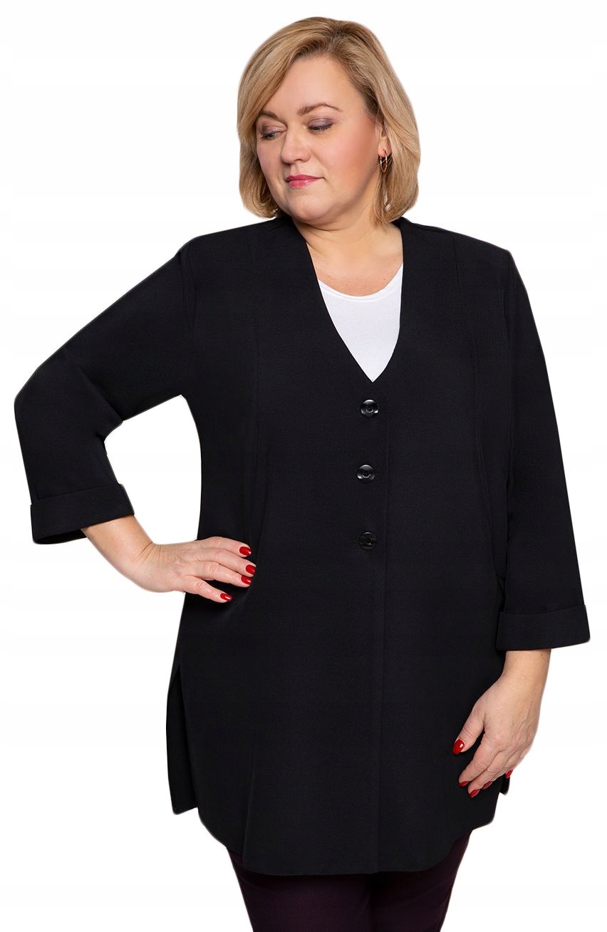 Czarna luźna marynarka z mankietami 60
