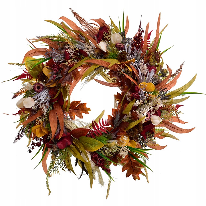 WIANEK DEKORACJA STROIK PODKŁAD WIENIEC LIŚCIE KWIATY BUKIET KOMPOZYCJA DOM