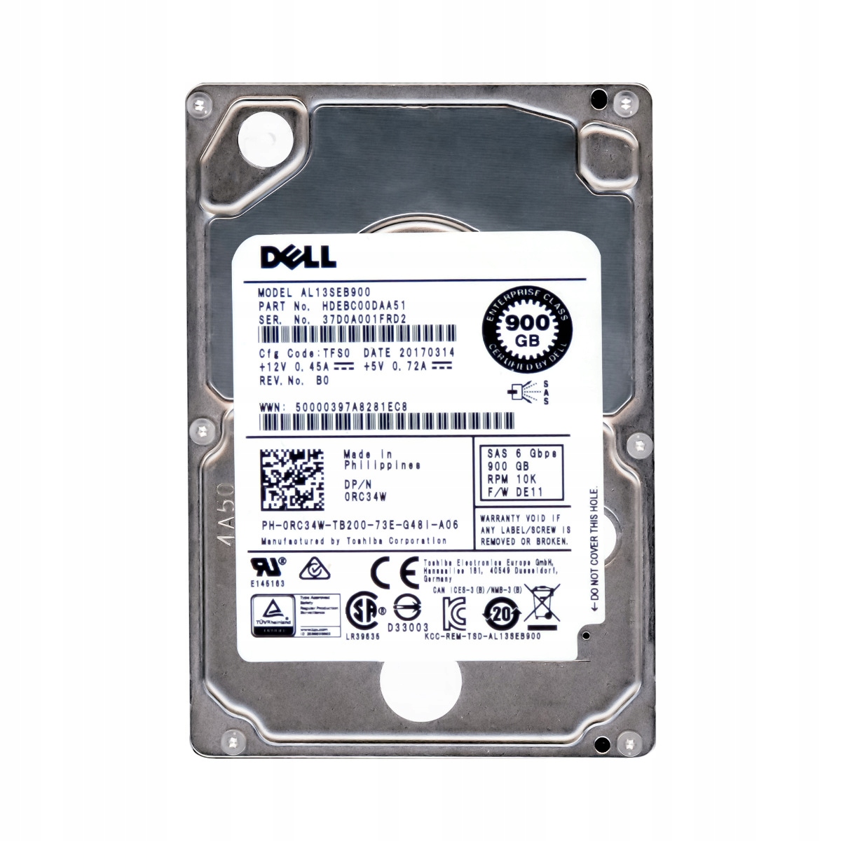 Dell 0RC34W 900GB 10K 64MB SAS-2 2.5'' AL13SEB900