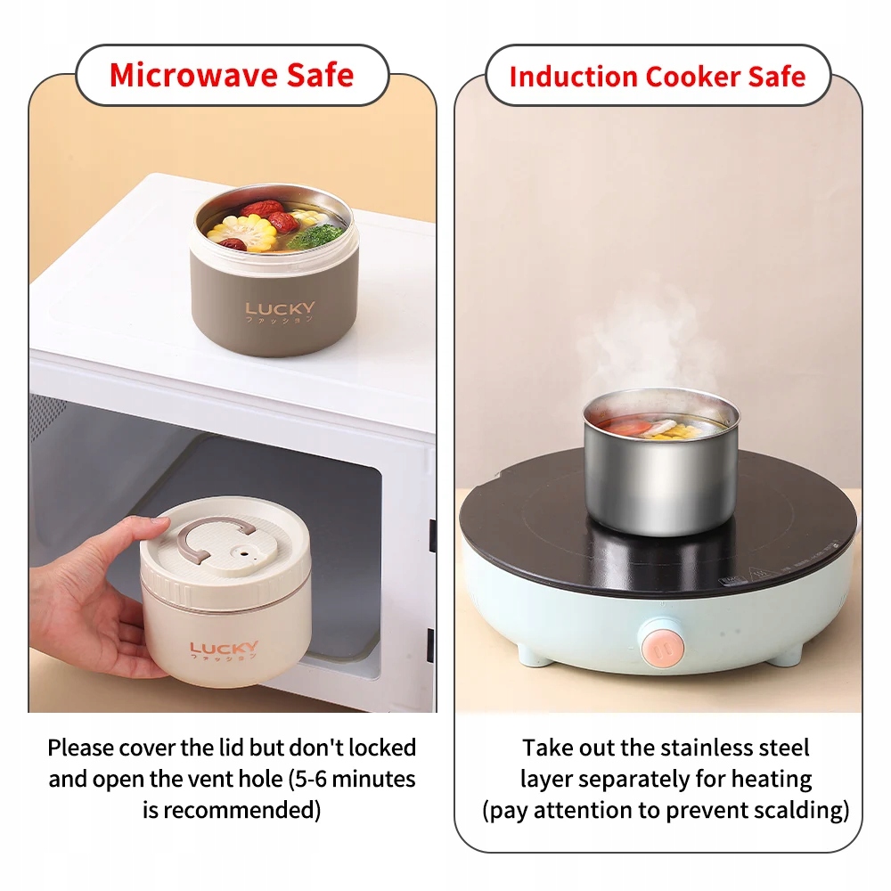 WORTHBUY Zestaw pojemników na lunch Bento, przenoś Pojemność 1 l