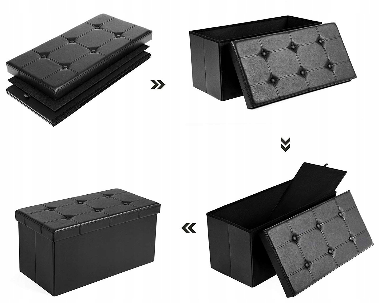 PUFA SKŁADANA ŁAWKA SKRZYNIA SCHOWEK Z SIEDZISKIEM Wysokość mebla 38 cm