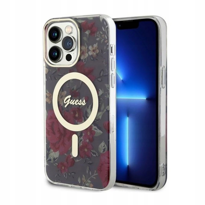 Guess Flower MagSafe Etui iPhone 14 Pro Max (Zielony)