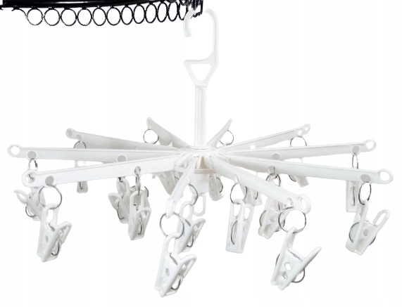 

Wieszak suszarka na bieliznę z klipsami Biała