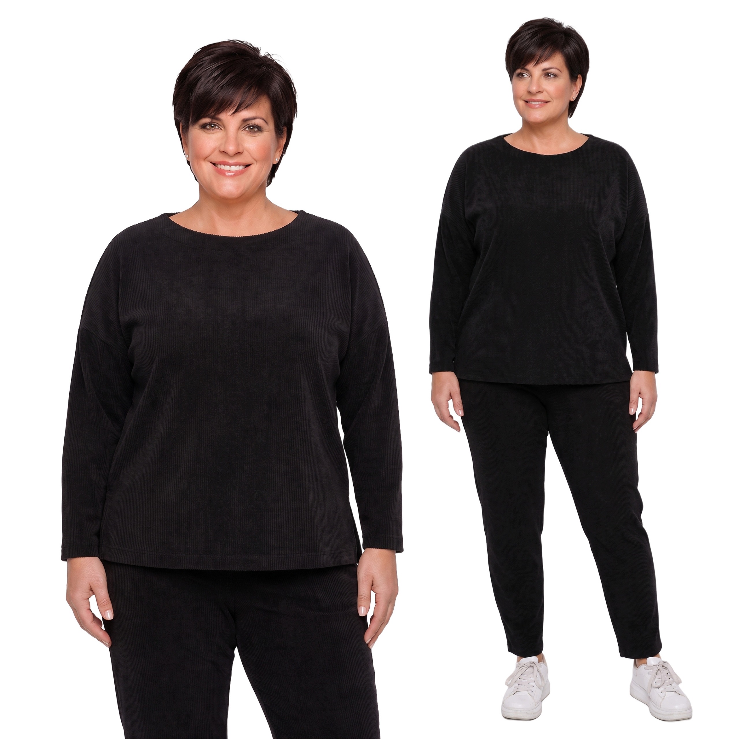 Černá halenka s pruhy plus size velikost 58