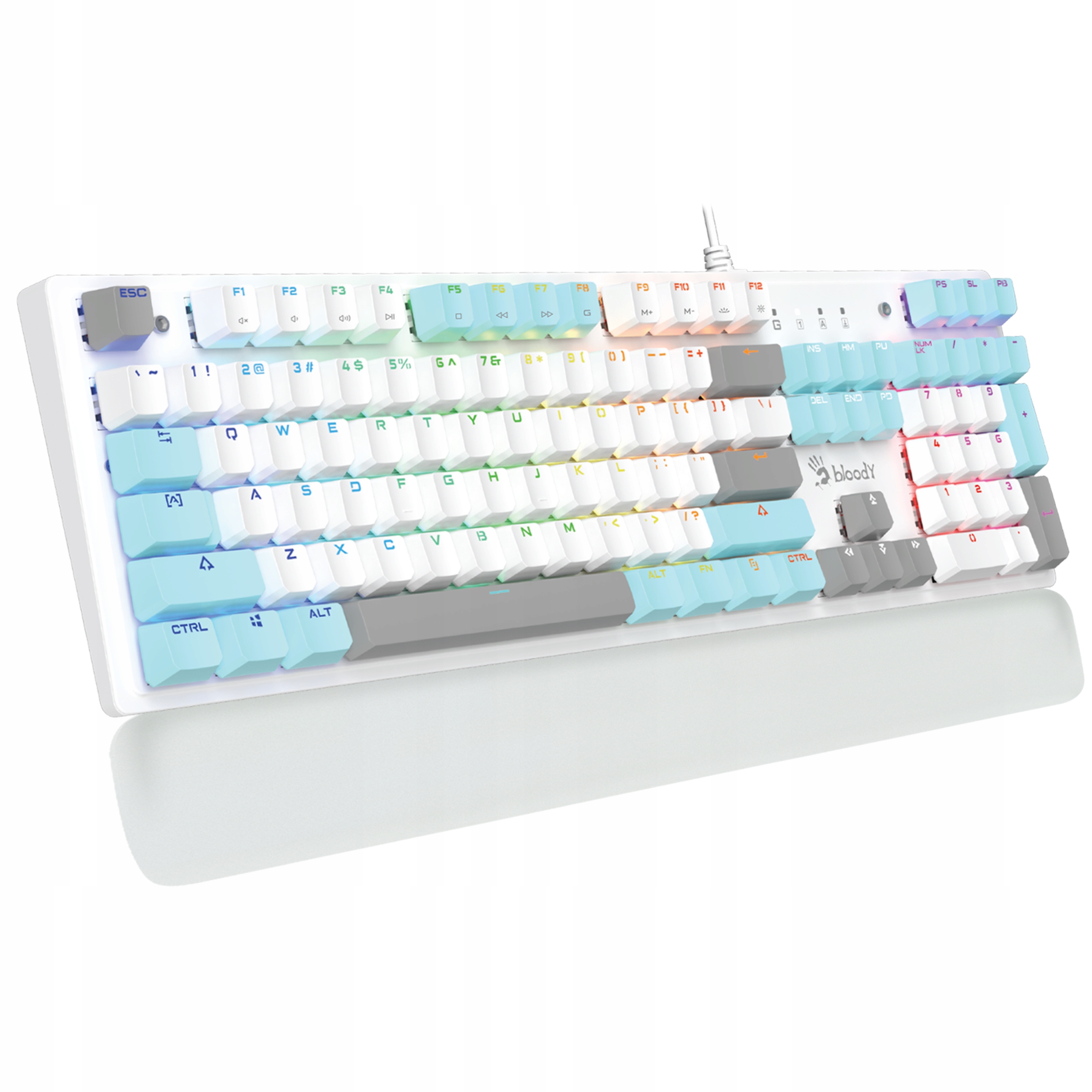 A4TECH Klawiatura mechaniczna Dla Graczy Bloody S525N Ice White Blms Red