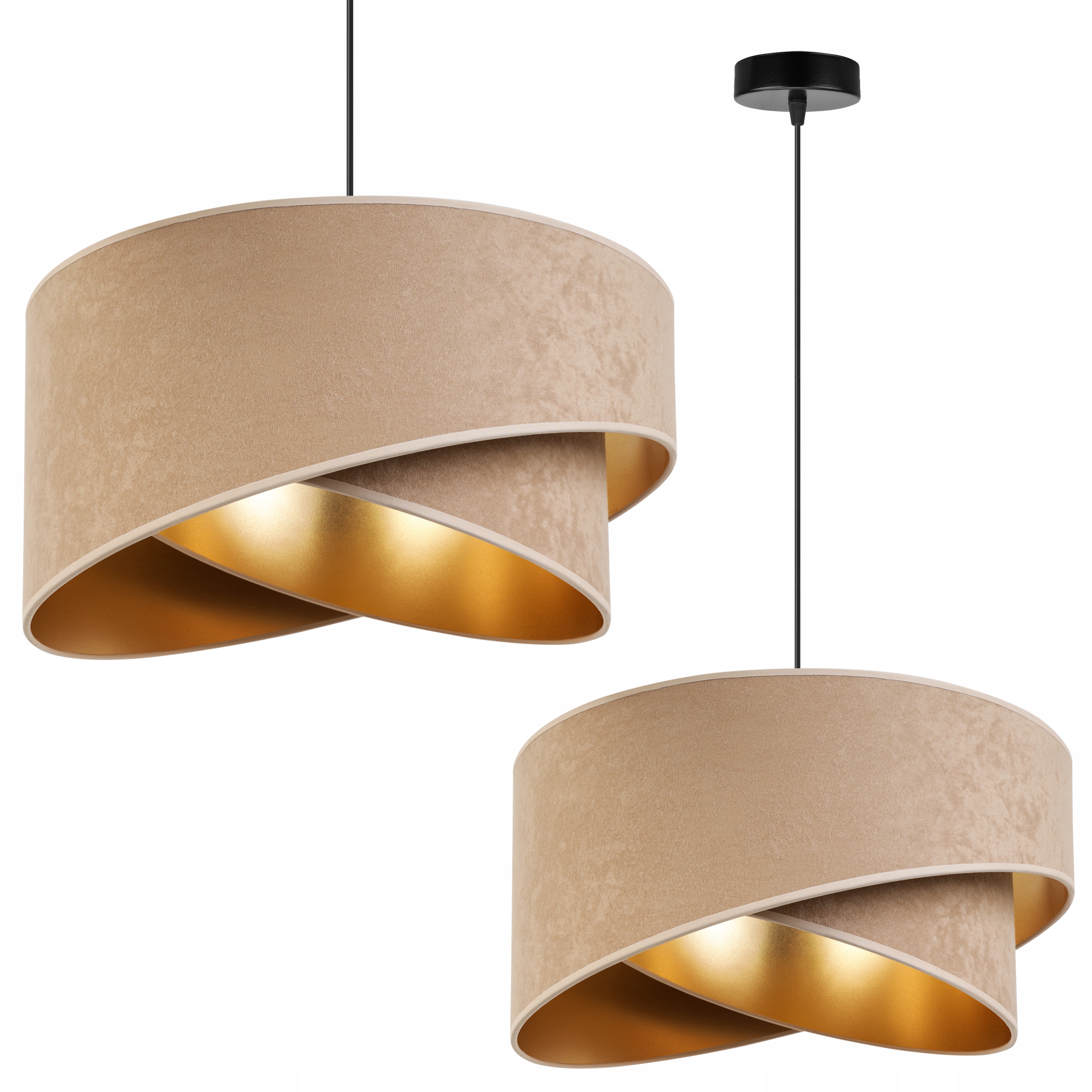 

Lampa Wisząca Żyrandol Sufitowa Złoty Abażur Welur