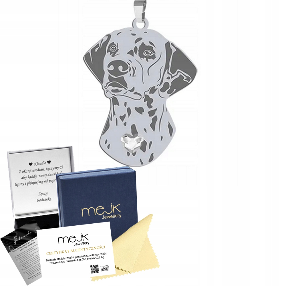 Stříbrný přívěsek se psem Dalmatin 925 Šperky Dedikace Gravírování Bonus