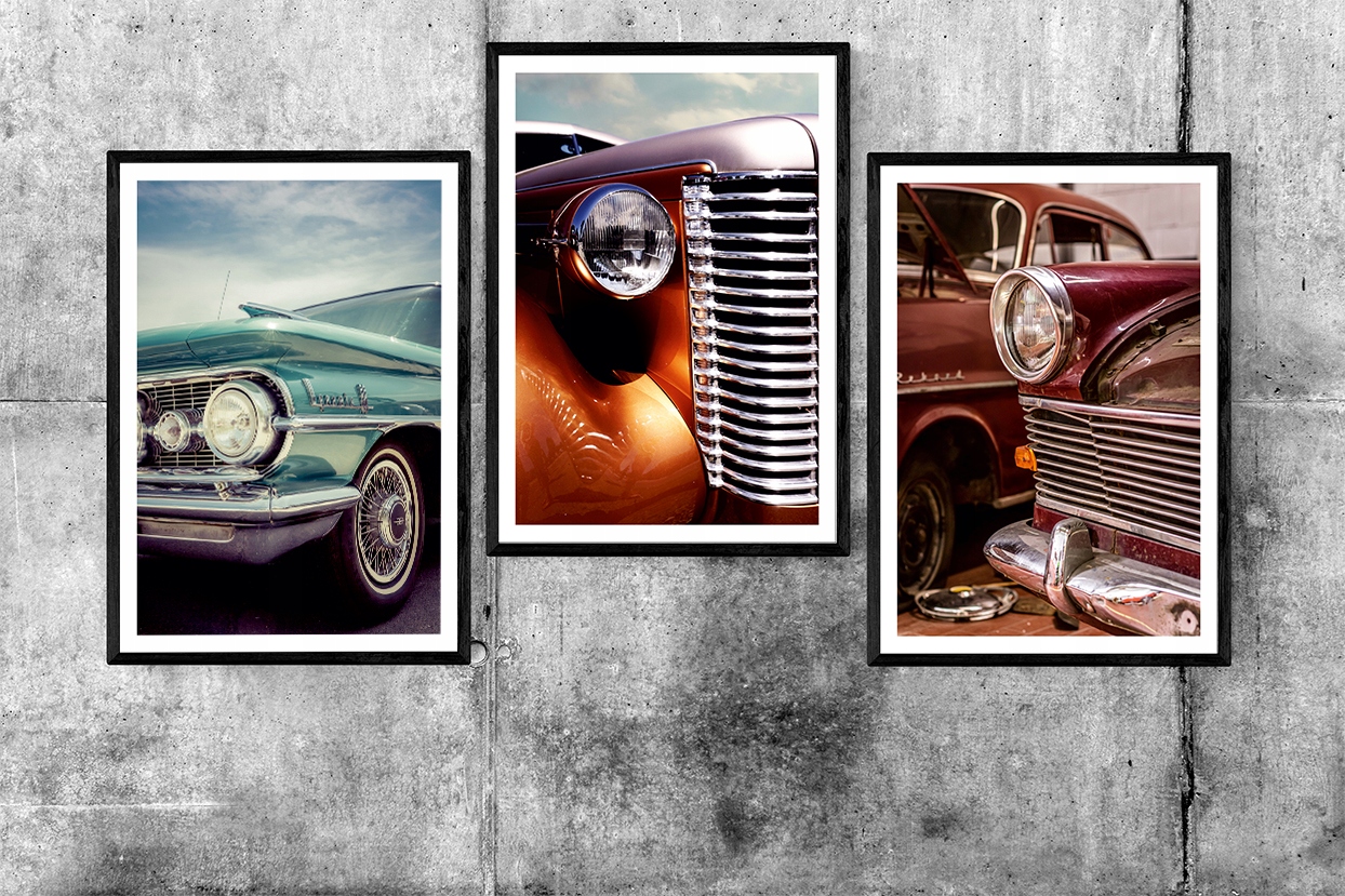 Plakat retro stare samochody oldtimer 100 x 70 Marka bez marki