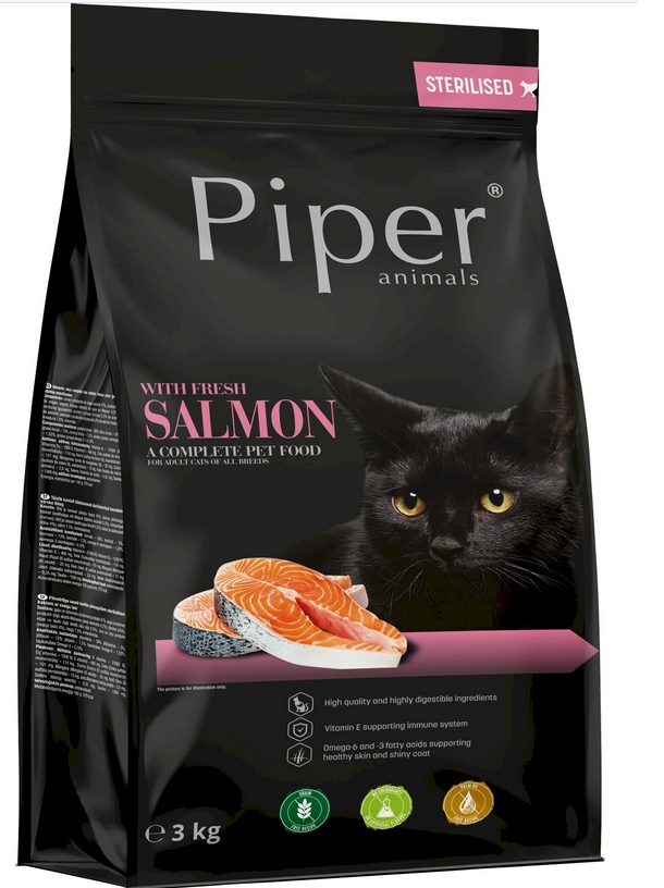 Piper Dolina Noteci suché krmivo pro kočky sterilizované adult losos 3kg