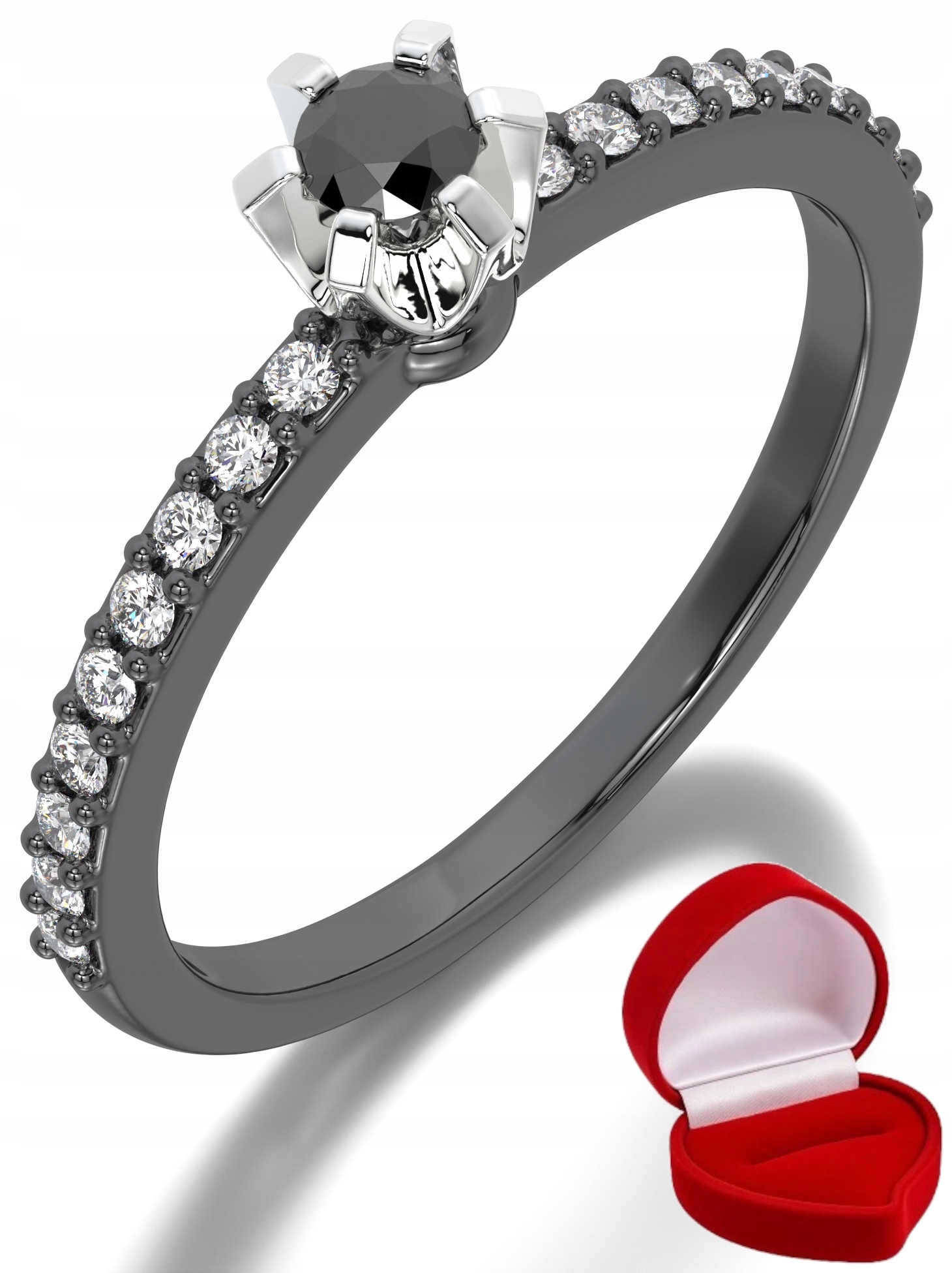 Zlatý Prstýnek 585 14k Brylant Č. 0,09 ct Černé Zlato R9