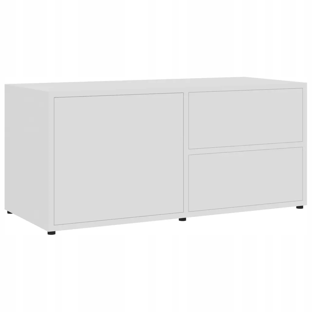 Skříňka pod Tv z dřevěného materiálu, bílá, 80x34x36 cm, 2 zásuvky,