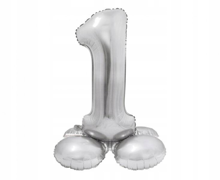 Balon foliowy Smart, Cyfra stojąca 1, srebrna, 72 cm KK