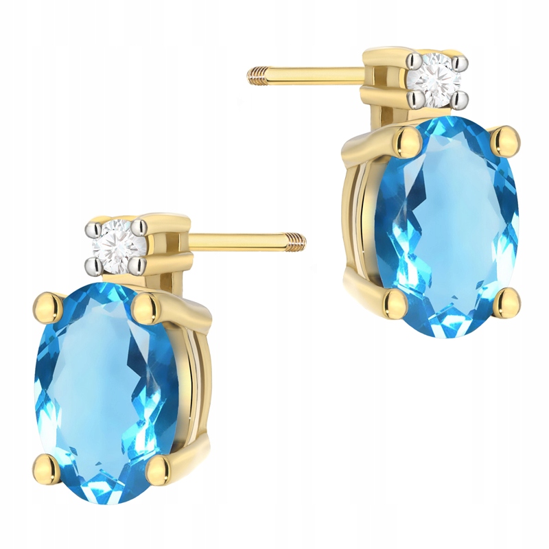 Zlaté Náušnice pr 585 Brilianty s oválnými topazy 1,00 ct Brilianty 0,03 ct