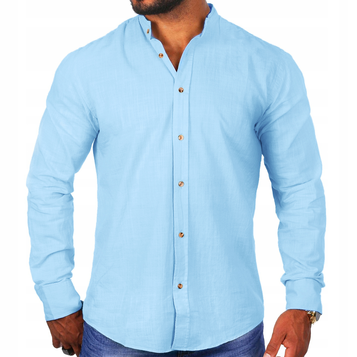 Pánská košile Stojka Denní Lněná Prodyšná Len