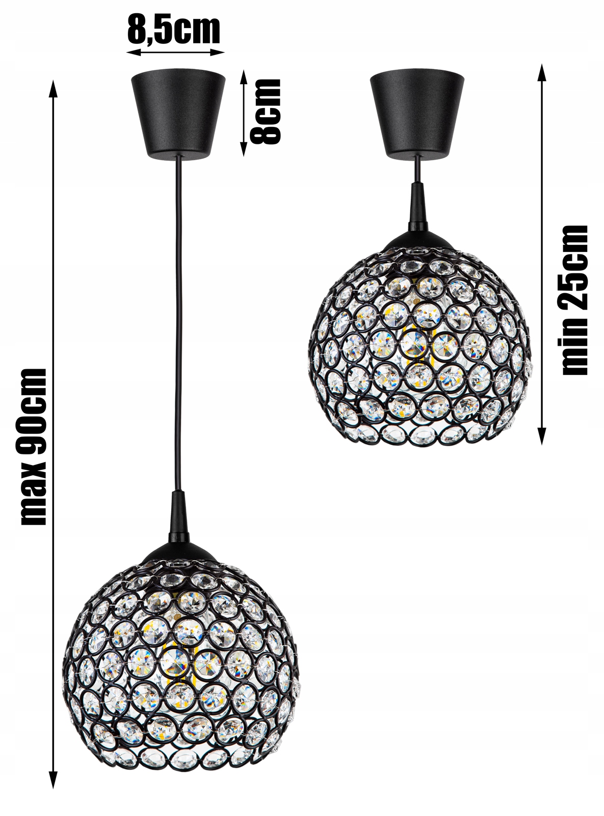 SZKLANA LAMPA WISZĄCA SUFITOWA ŻYRANDOL KULA LED Marka Glimex