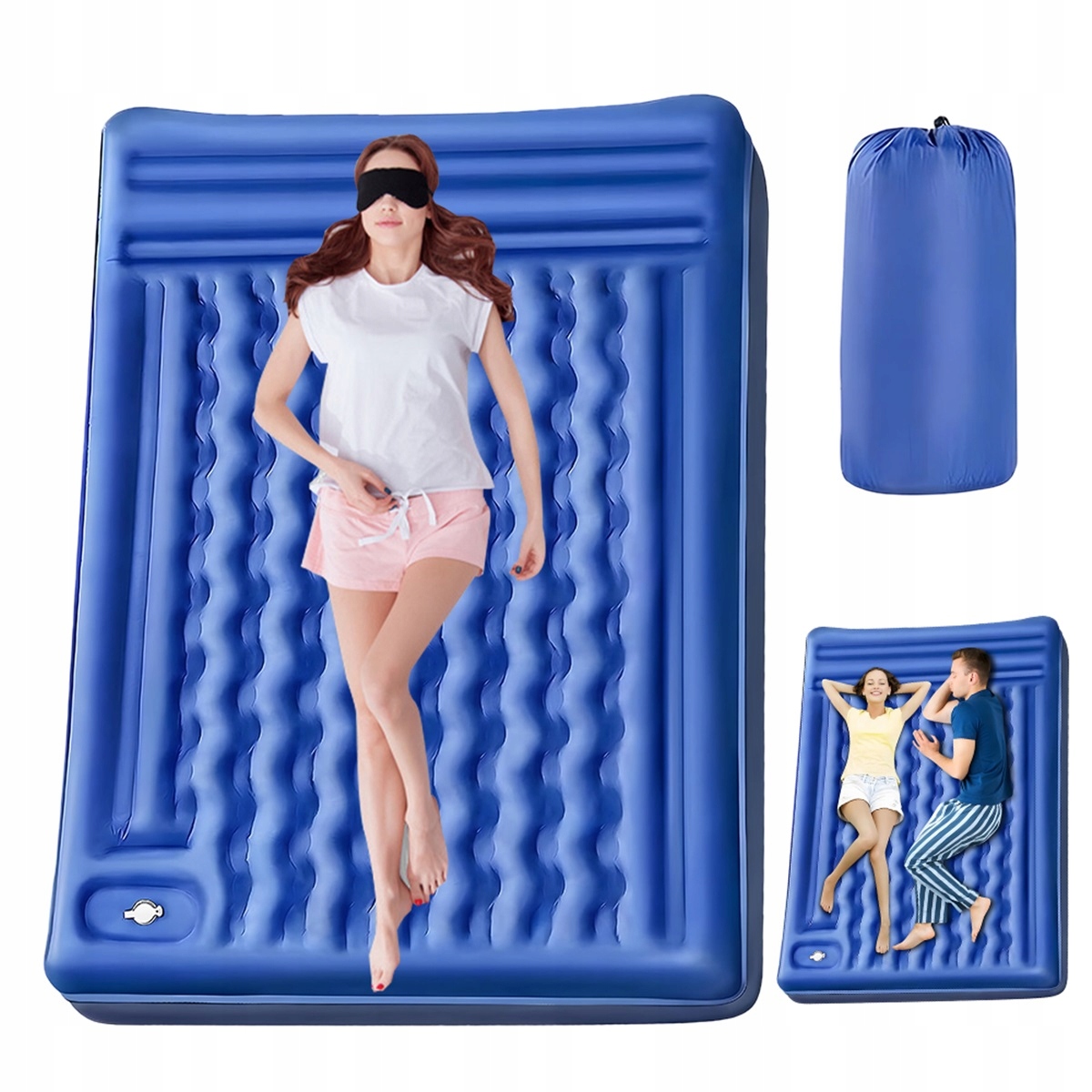 Nafukovací matrace pro 2 osoby s vestavěnou nožní pumpou pro kempování