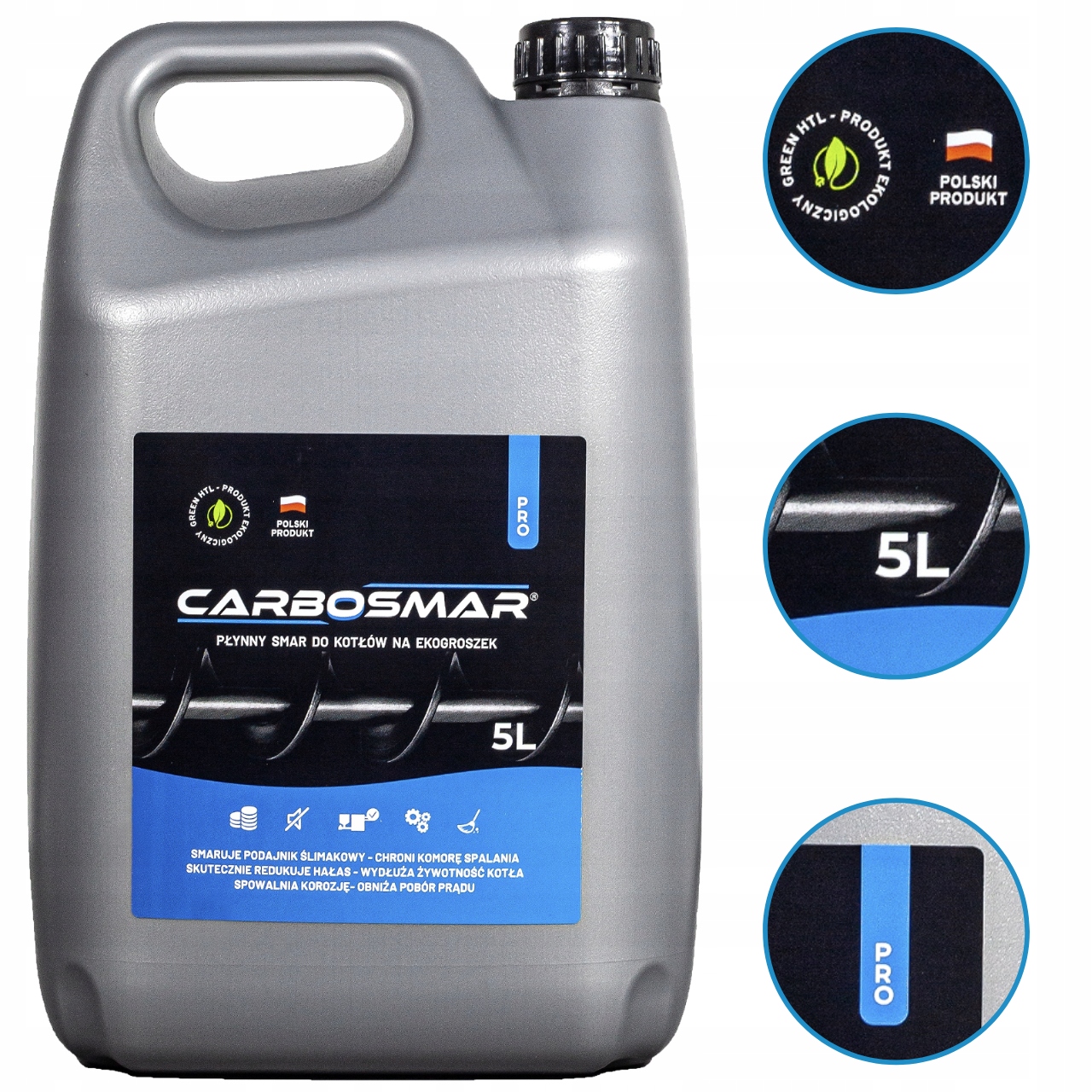 CARBOSMAR PŁYNNY SMAR 5L ŚRODEK DO KOTŁA PIECA Z PODAJNIKEM NA EKO GROSZEK