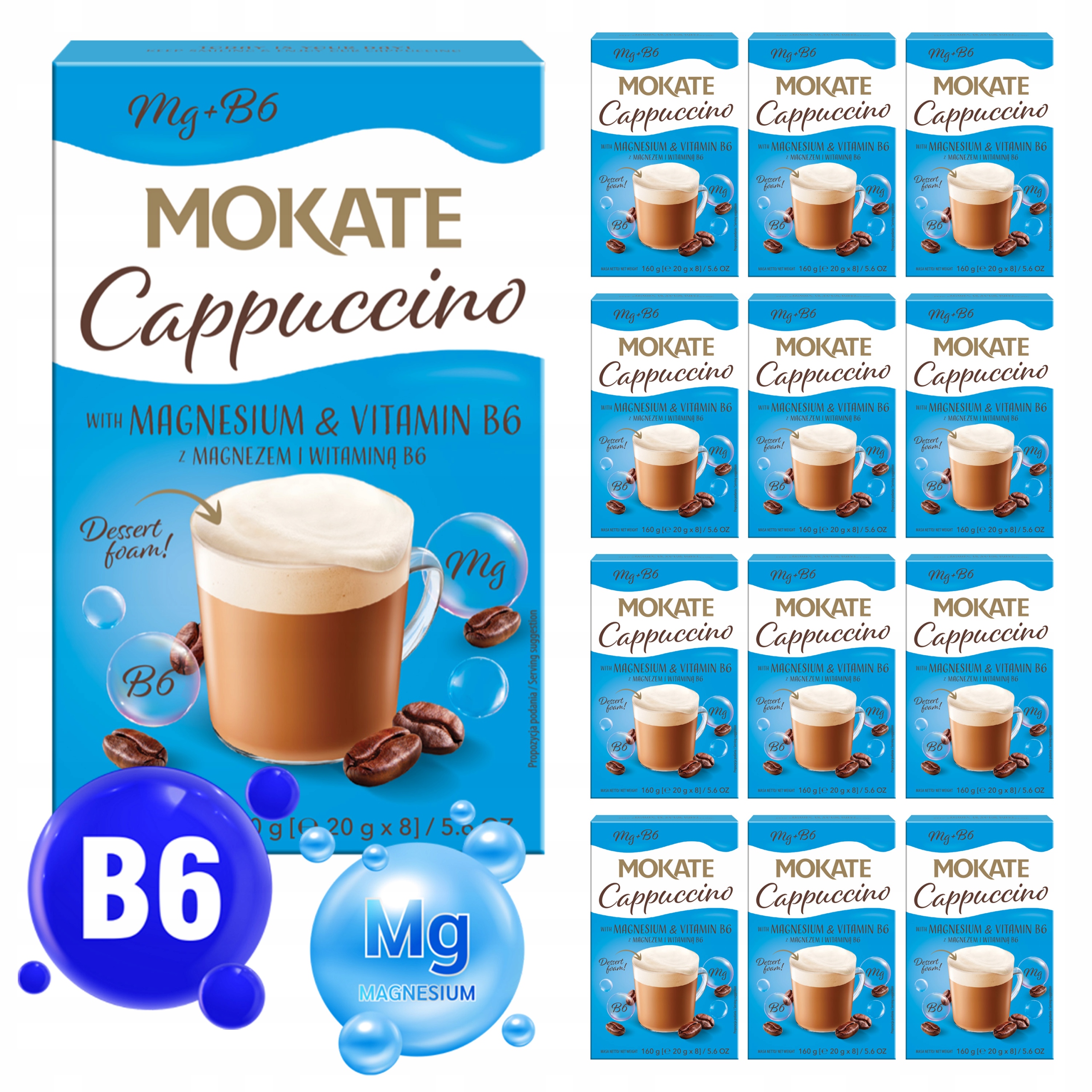 Klasyczny Napój Kawowy Kawa Cappuccino z Pianką Magnez 160g Mokate