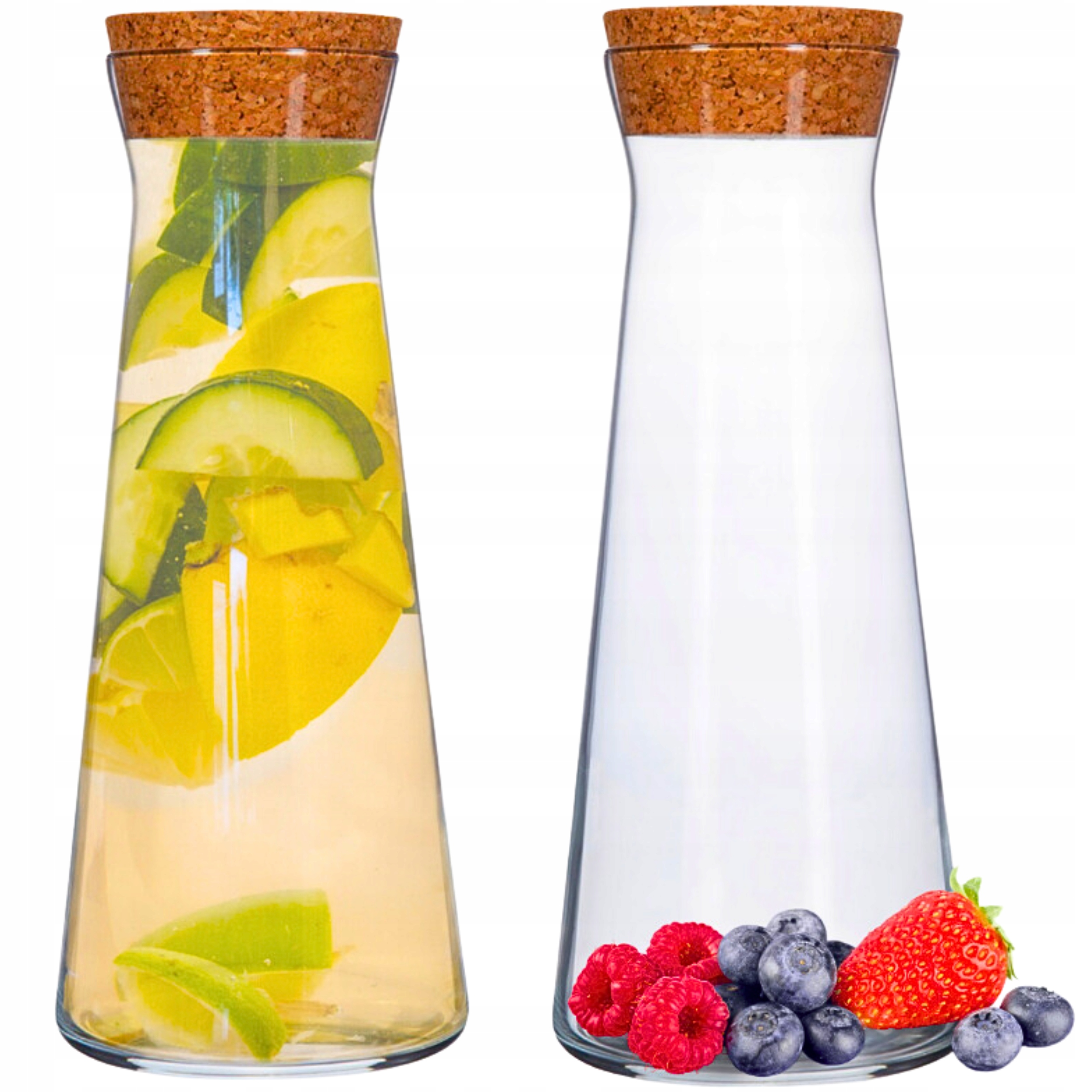 2 x Karafka na wodę szklanka z naturalnym korkiem