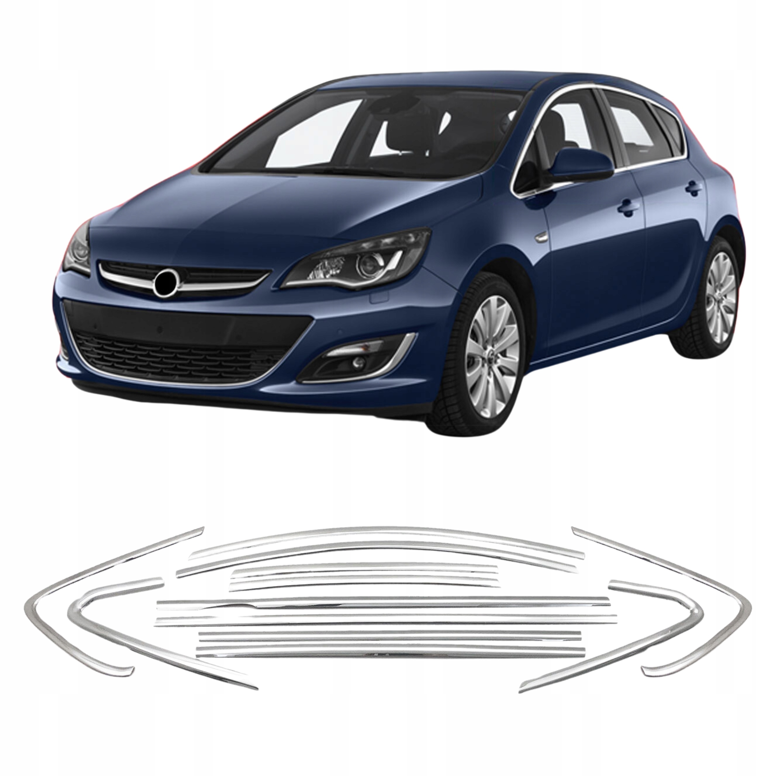 Bočné lišty skla nerezová oceľ chróm Opel Astra J 2010-2019