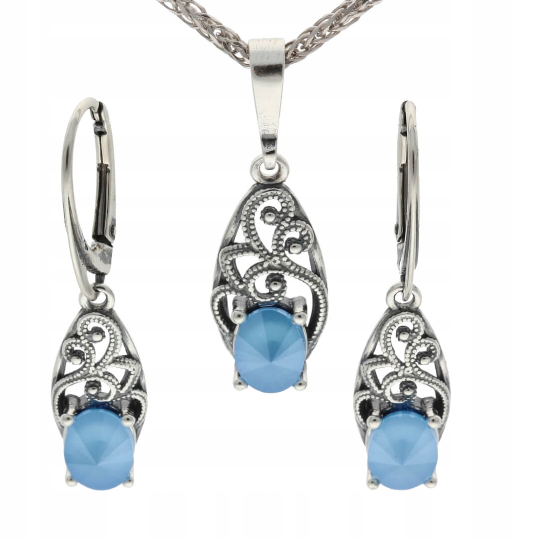 Komplet s modrým krystalem Swarovski Summer