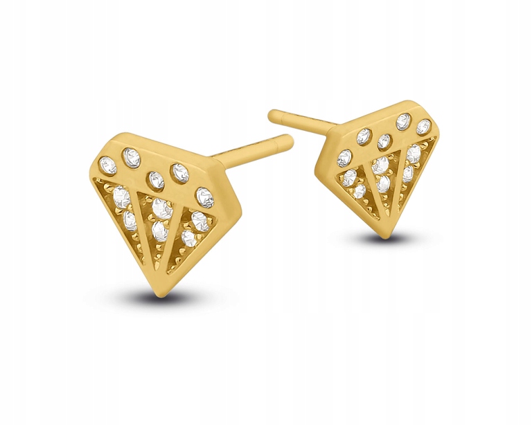 Zlaté Náušnice pr.585 Diamant s zirkony Dámské tyčinky