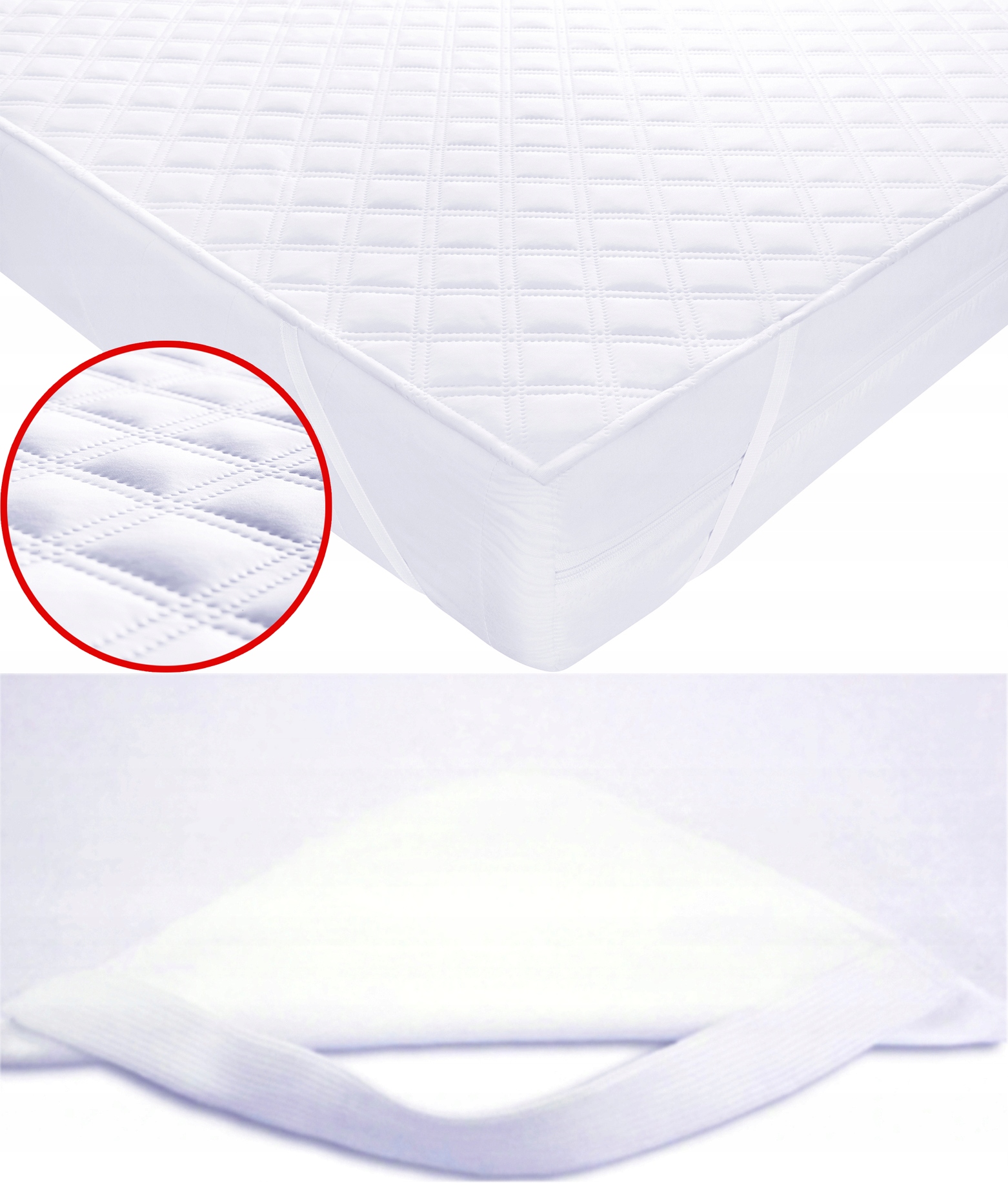 OCHRANIACZ NA MATERAC WODOODPORNY PIKOWANY 200x200 DŁ.GUMKI WG.ŻYCZENIA