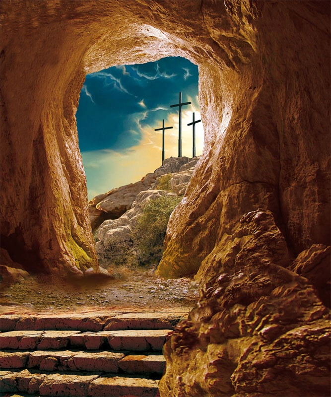 Pozadí do hrobu Páně Banner Golgota Vzkříšení Velikonoce 300 x 250 cm