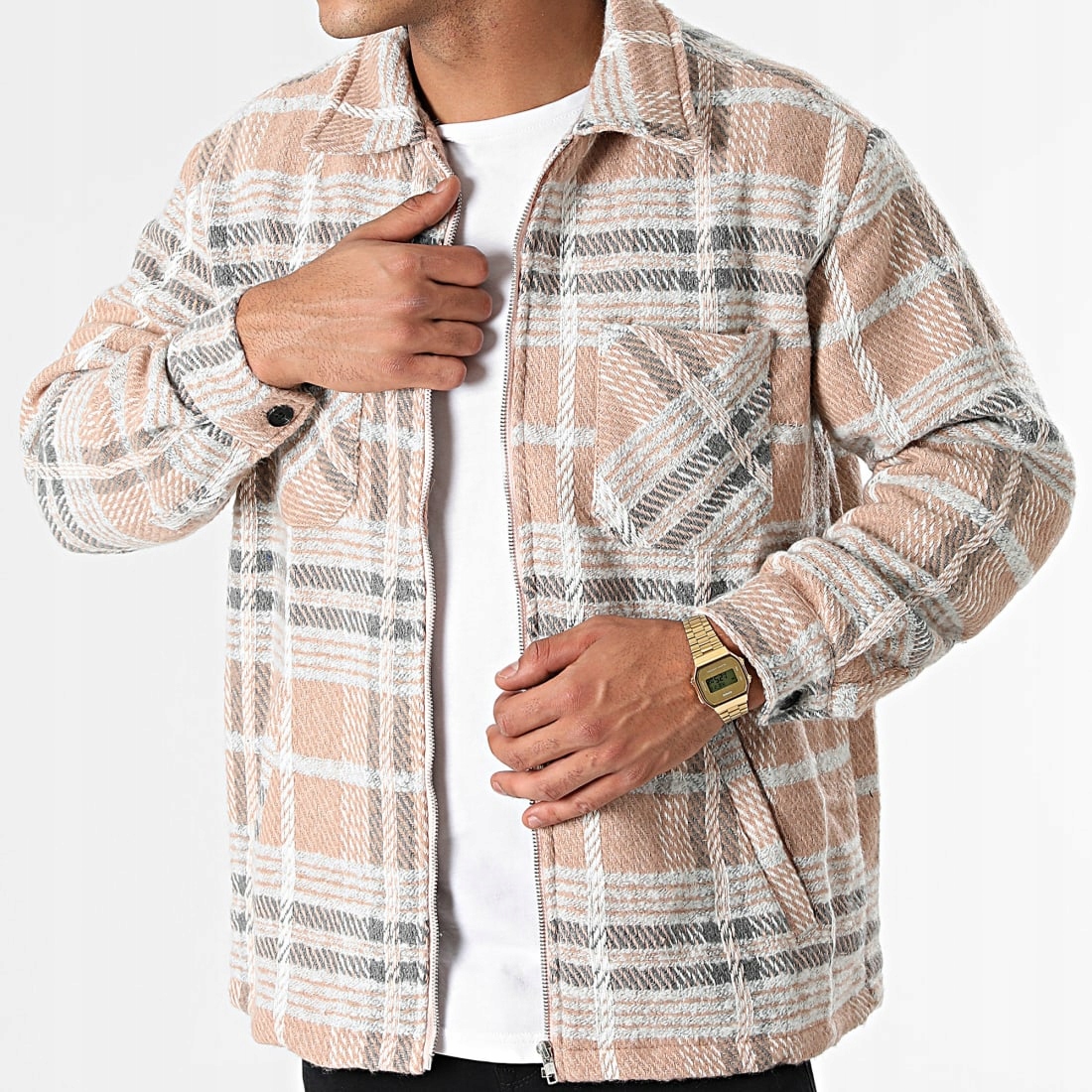 Pánská košile Denní Mikina Bunda s podšívkou Mřížka Regular