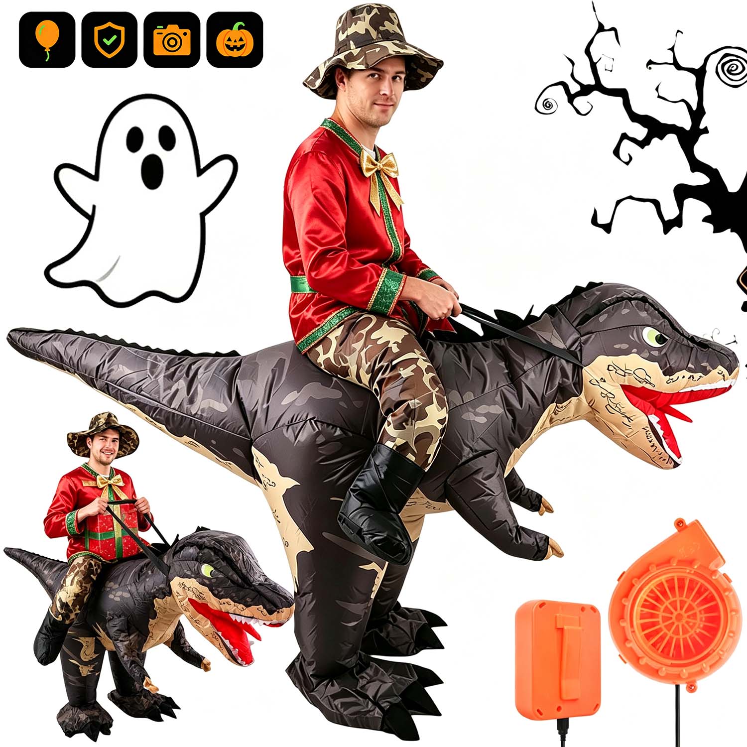 Kostým Nafukovací Kalhoty Dinosaurus Dino Pro Dospělé 150-190 CM