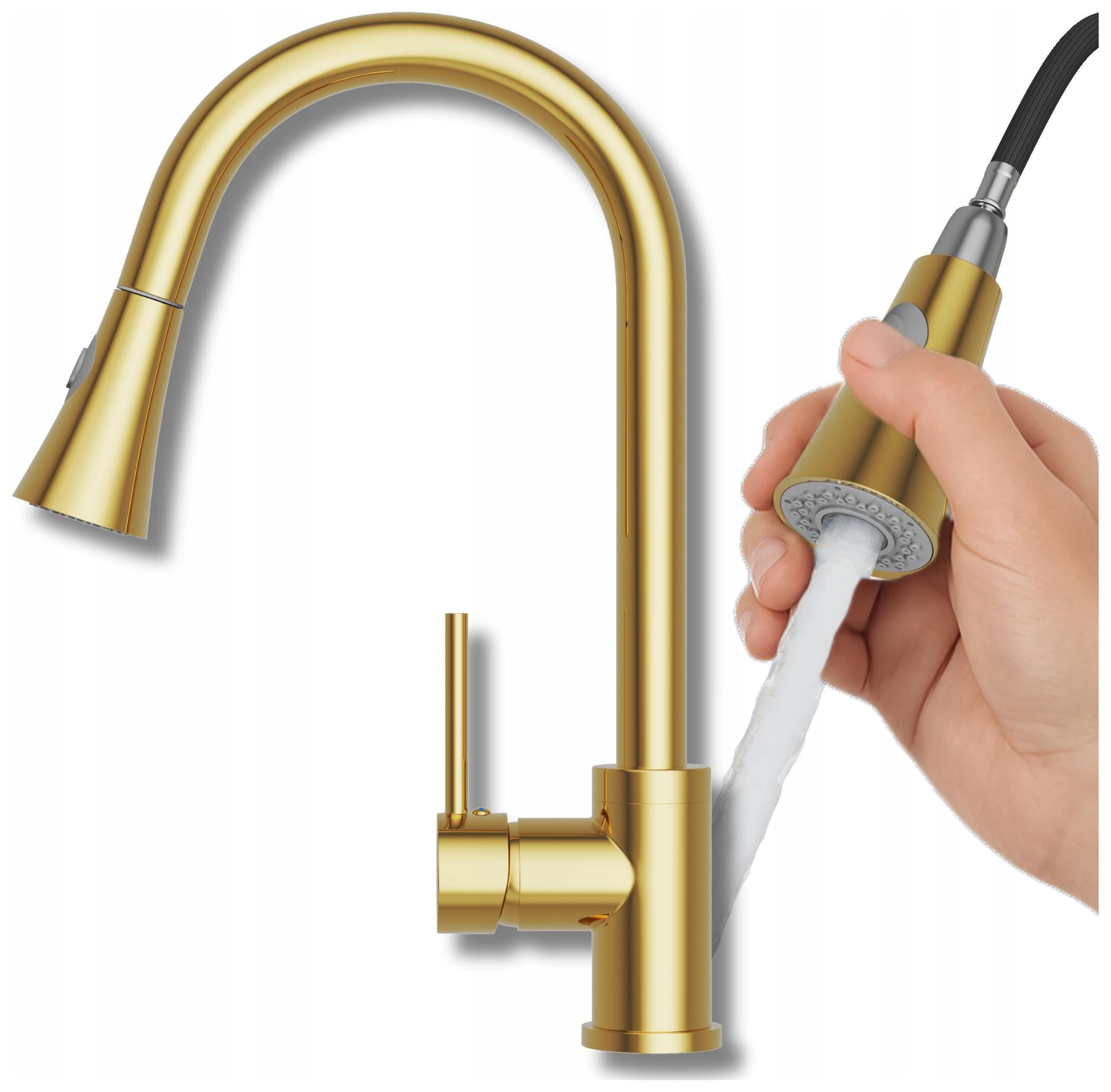 Snake Zlatá Kuchynská Batéria S Výsuvnou Hubicou