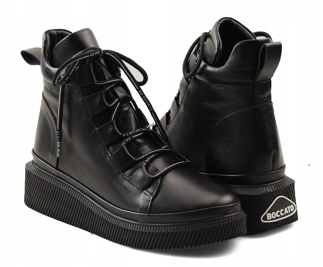 Boccato 375.08 Czarne Skórzane Botki Sneakersy 38