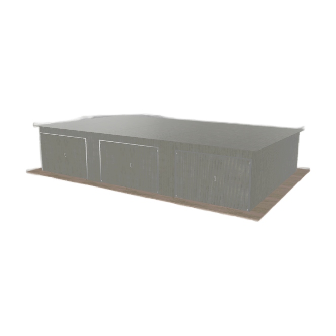Plechová garáž 10.5 x 6.5 m, třípolohový spád dozadu Pozink