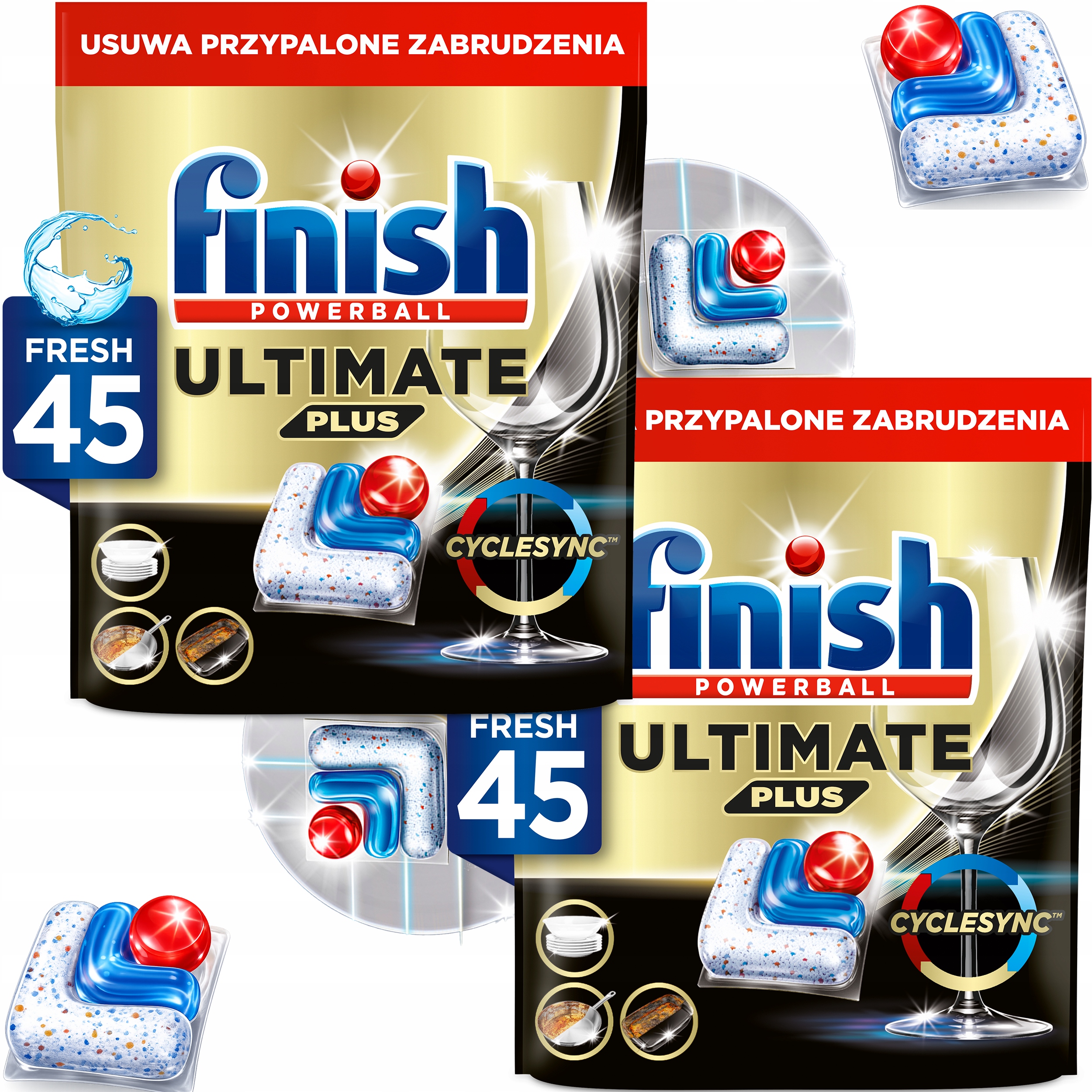 Finish 3v1 Ultimate Plus Fresh Kapsle Myčka Odstraňuje Tuk 90 ks