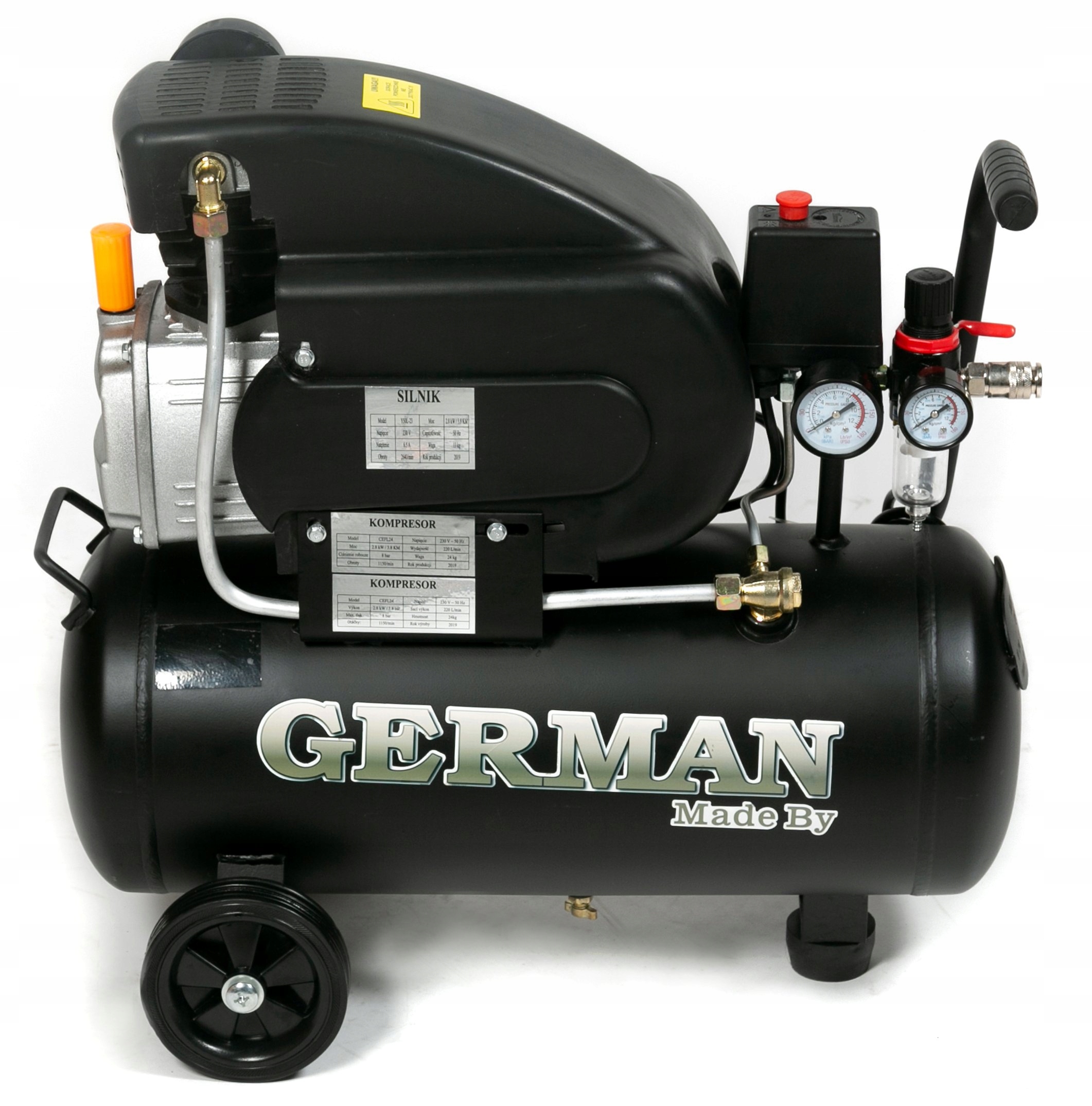 Olejový Kompresor Vzduchový Kompresor Nádrž 24 L 8 Bar 220 L/min Silný