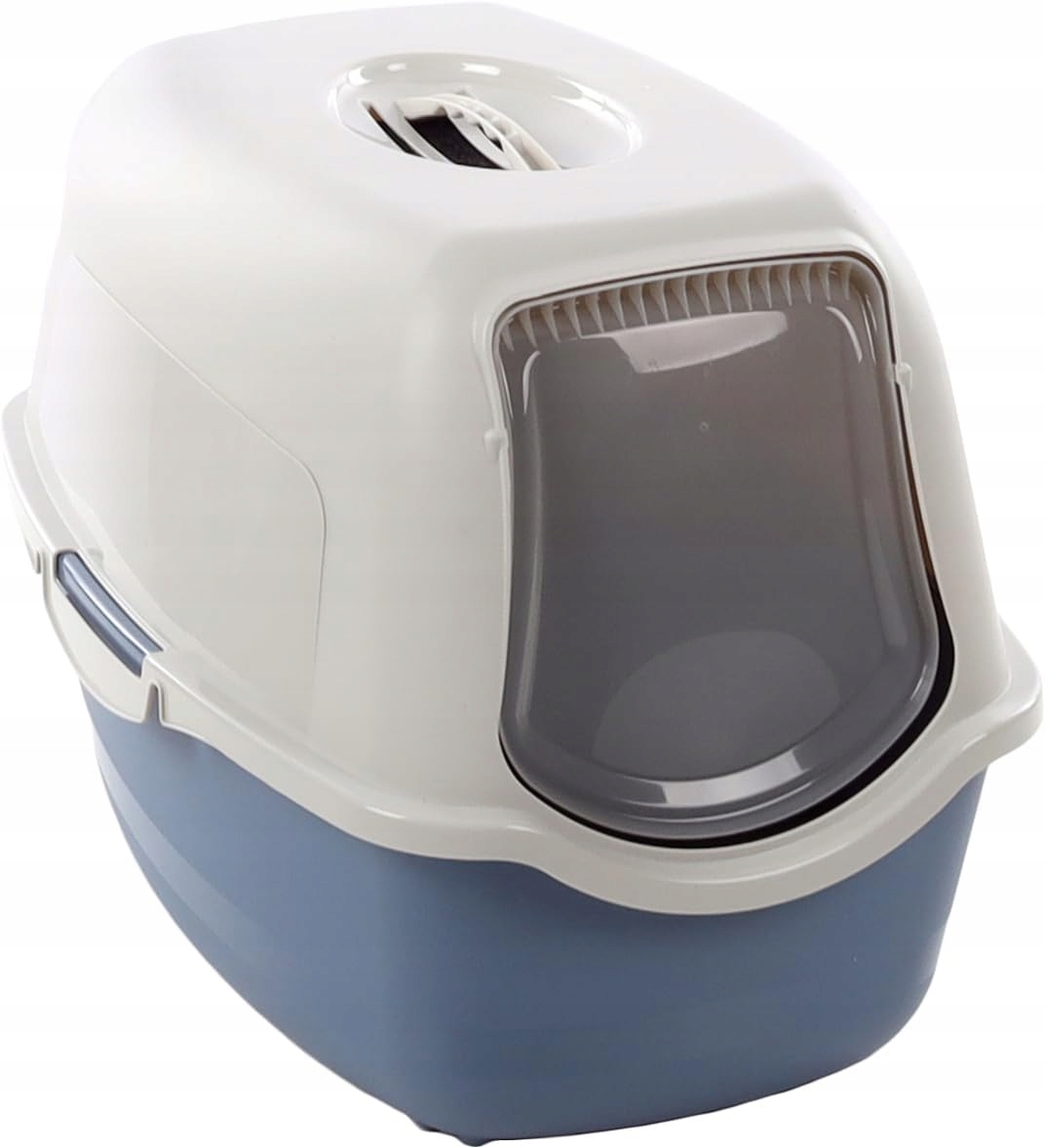 Levně Zakrytá toaleta pro kočky Flamingo Lexie Uhlíkový filtr Držák Modrý