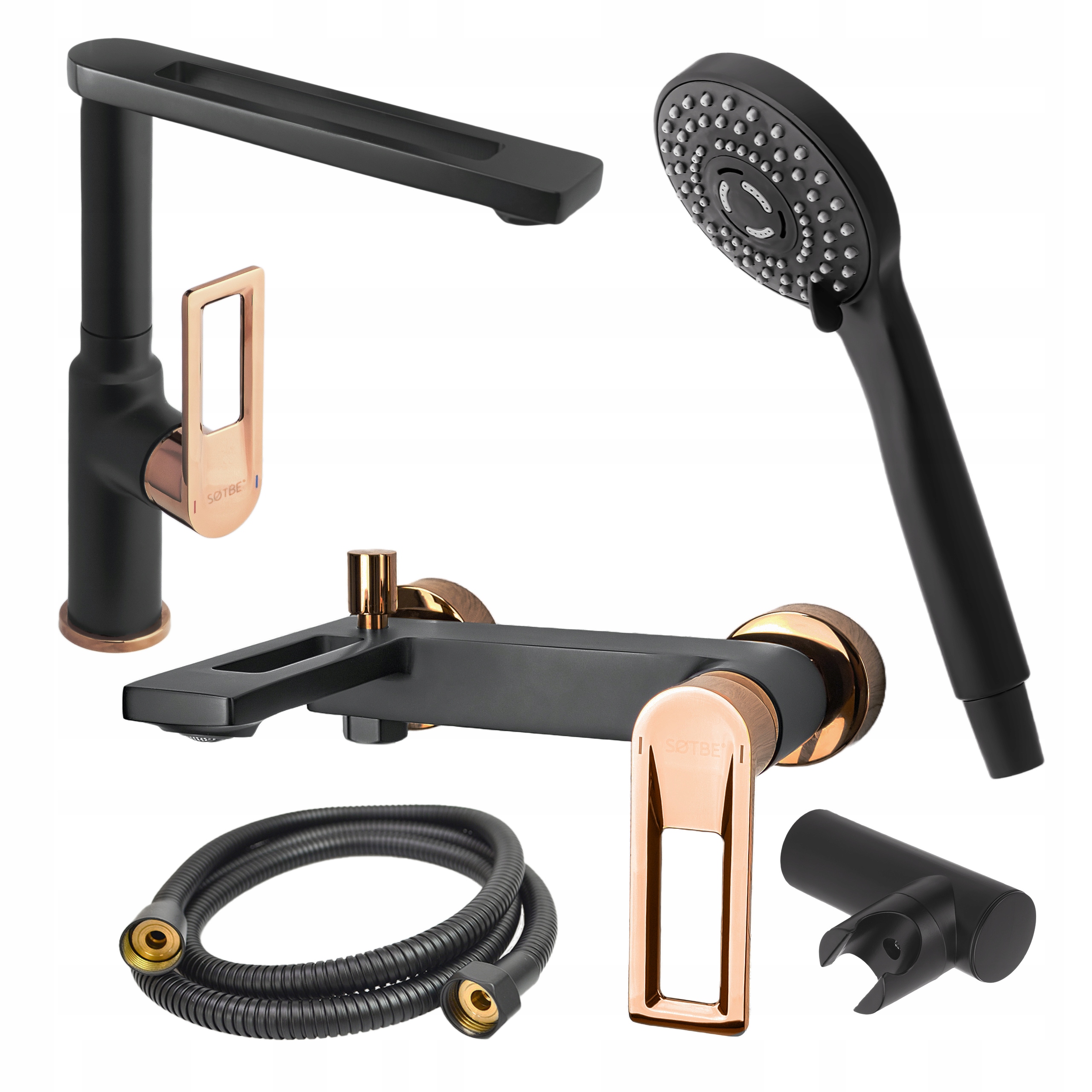 Vanová baterie s umyvadlem s vysokým otočným výtokové ramínko, sada pro sprchu