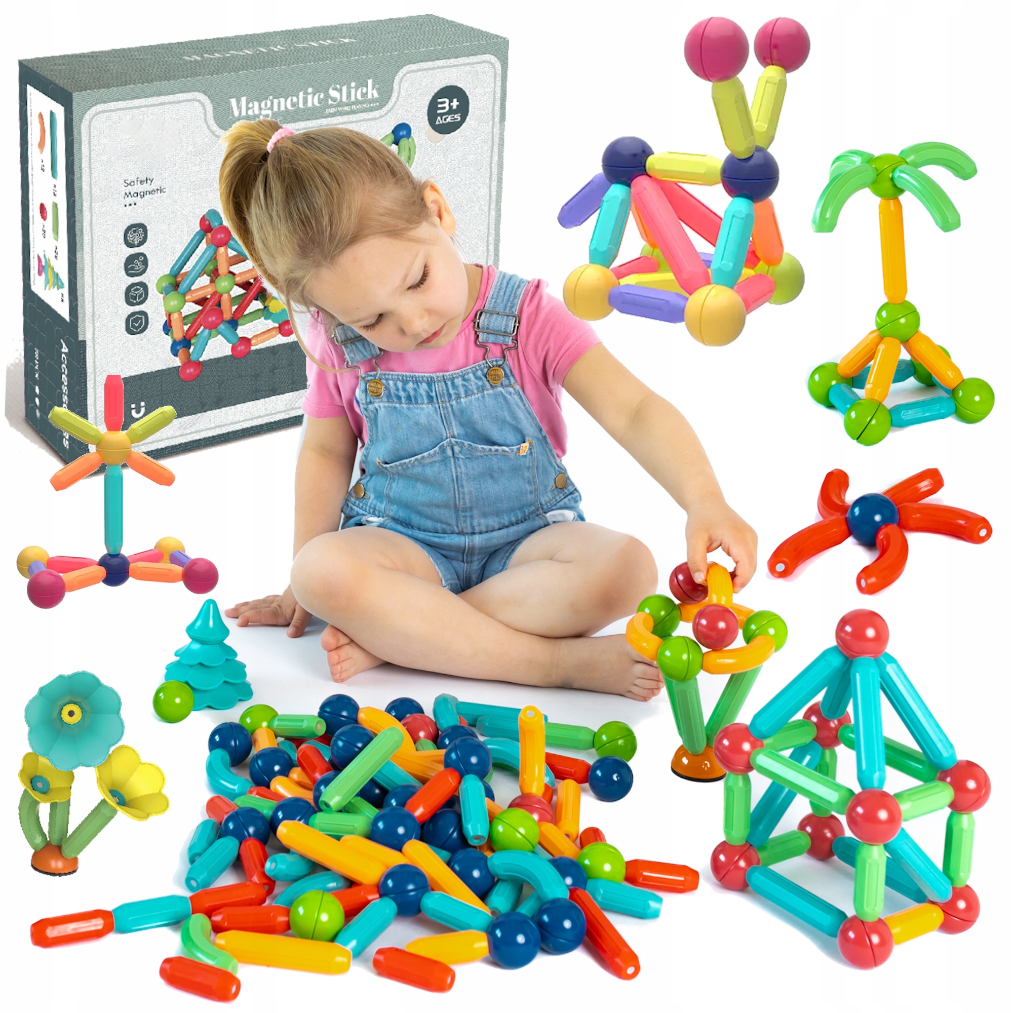 

Klocki magnetyczne XL duże patyczki kulki sticks