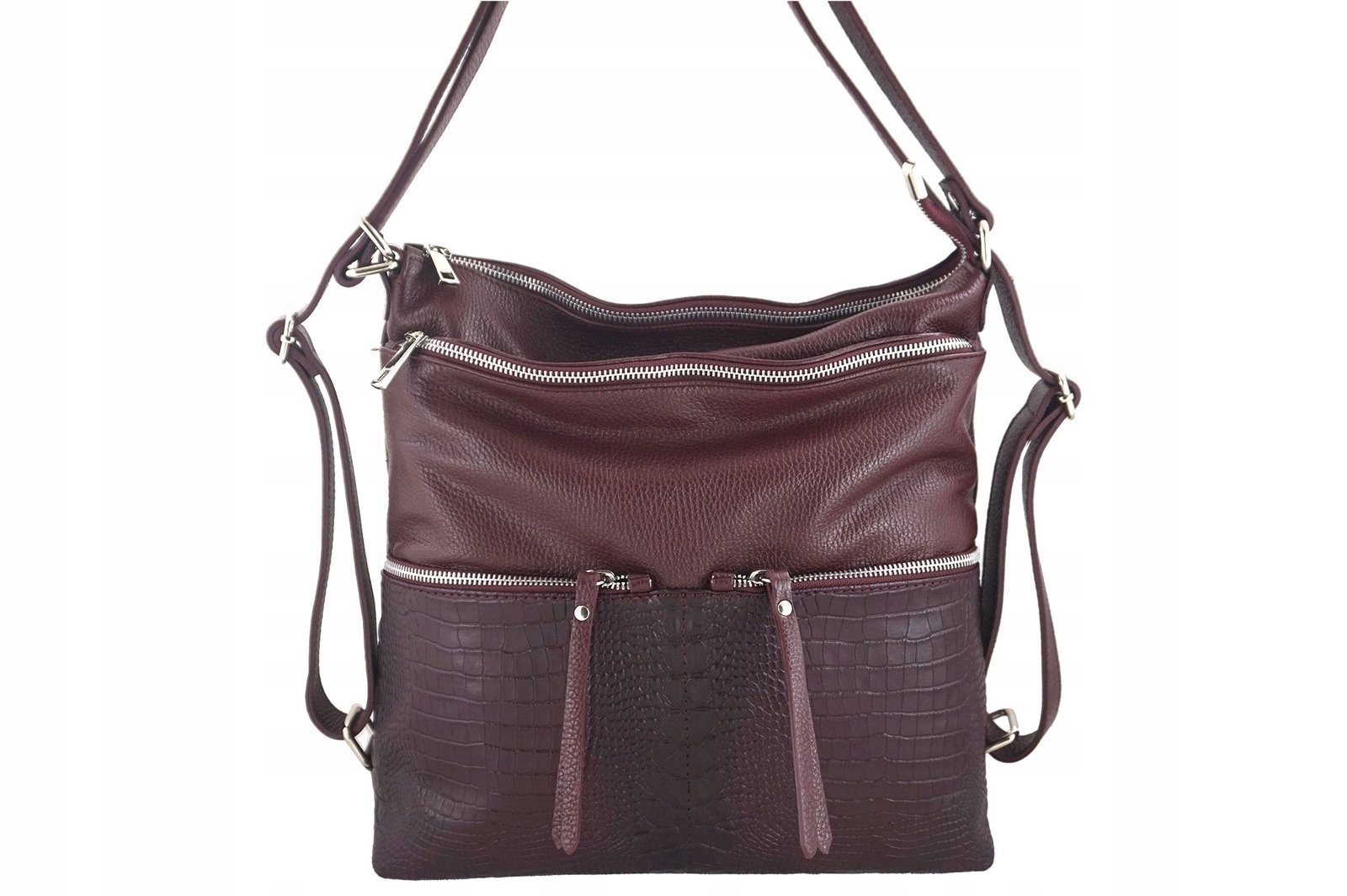 Dámská kabelka taška batoh A4 z přírodní kůže Bordó